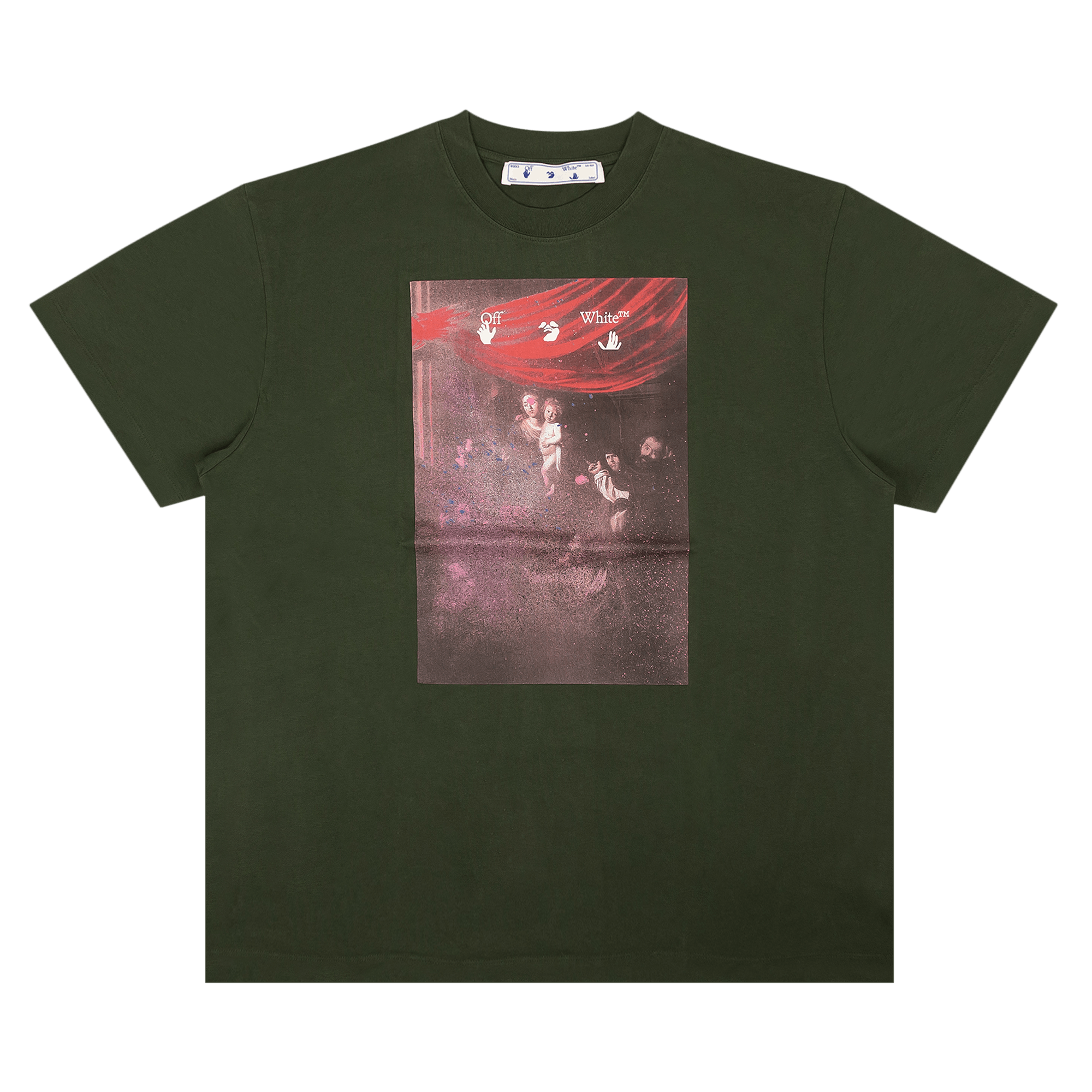 Pre-owned Off-white Sprayed Caravaggio Short-sleeve Over Tee 'green/white'