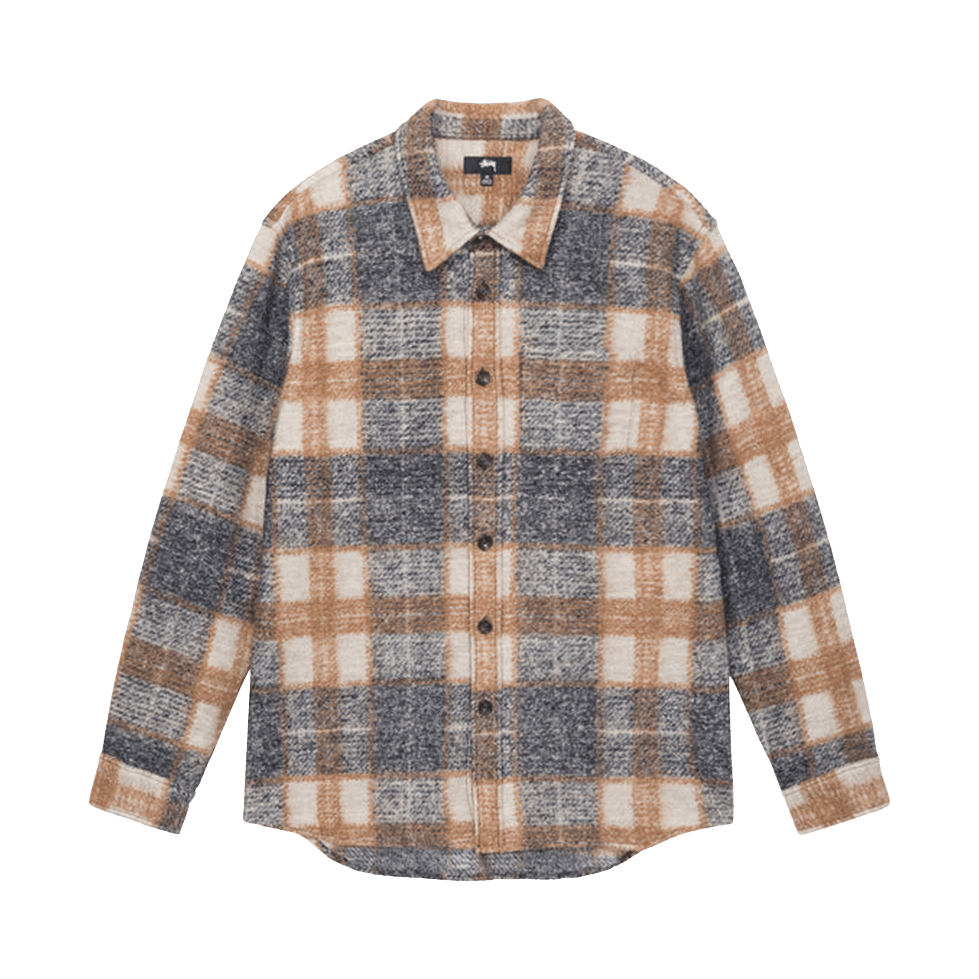 Pre-owned Stussy Plaid Knit Shirt 'navy' In Blue