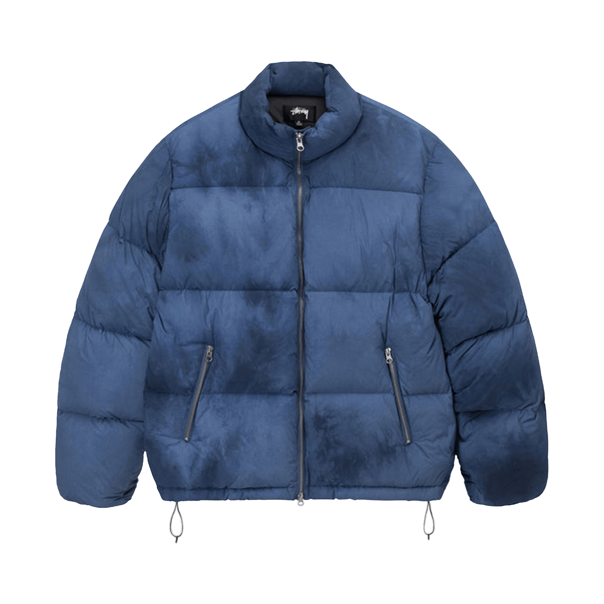 Pre-owned Stussy Recycled Nylon Down Puffer 'washed Navy' In Blue