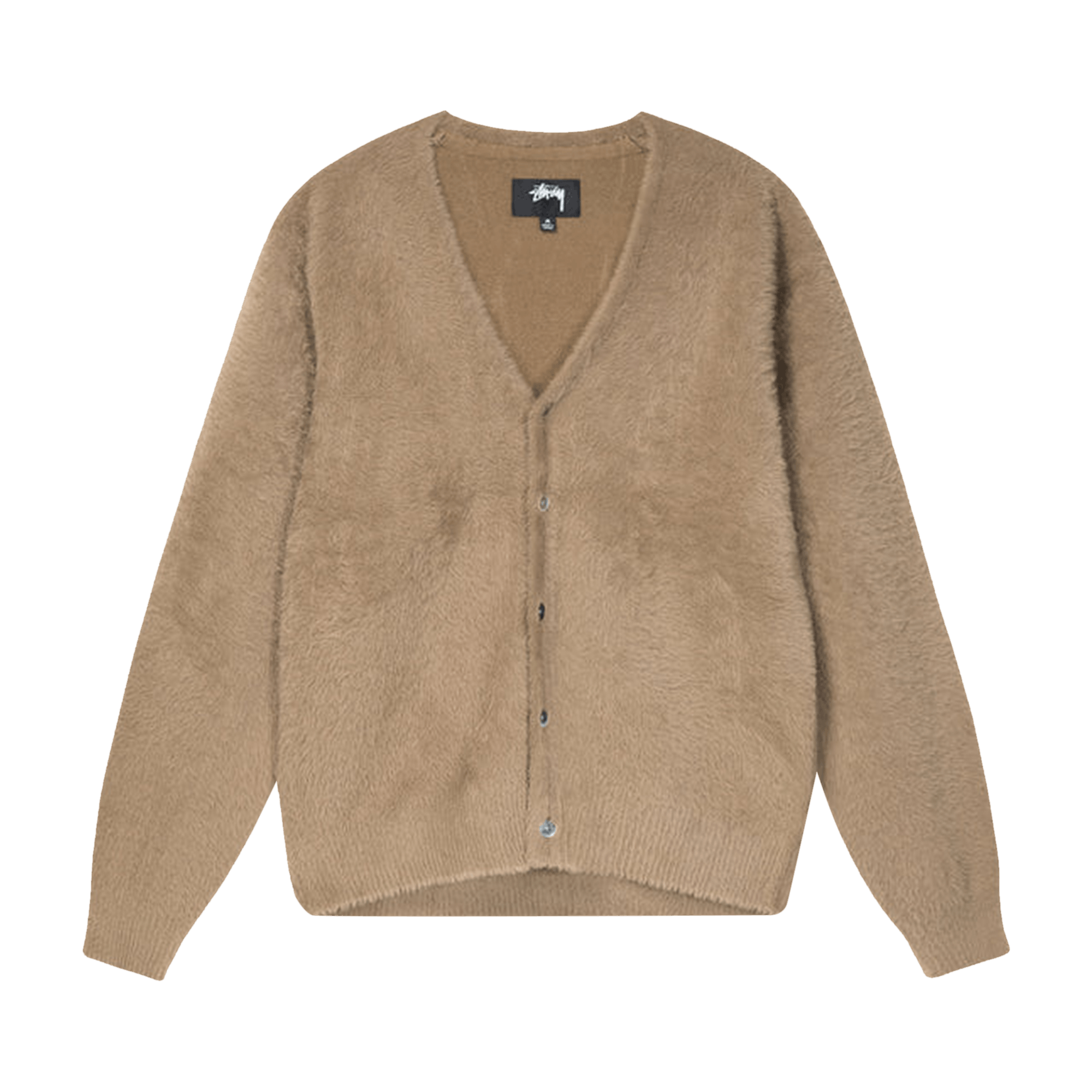 Pre-owned Stussy Shaggy Cardigan 'taupe' In Brown