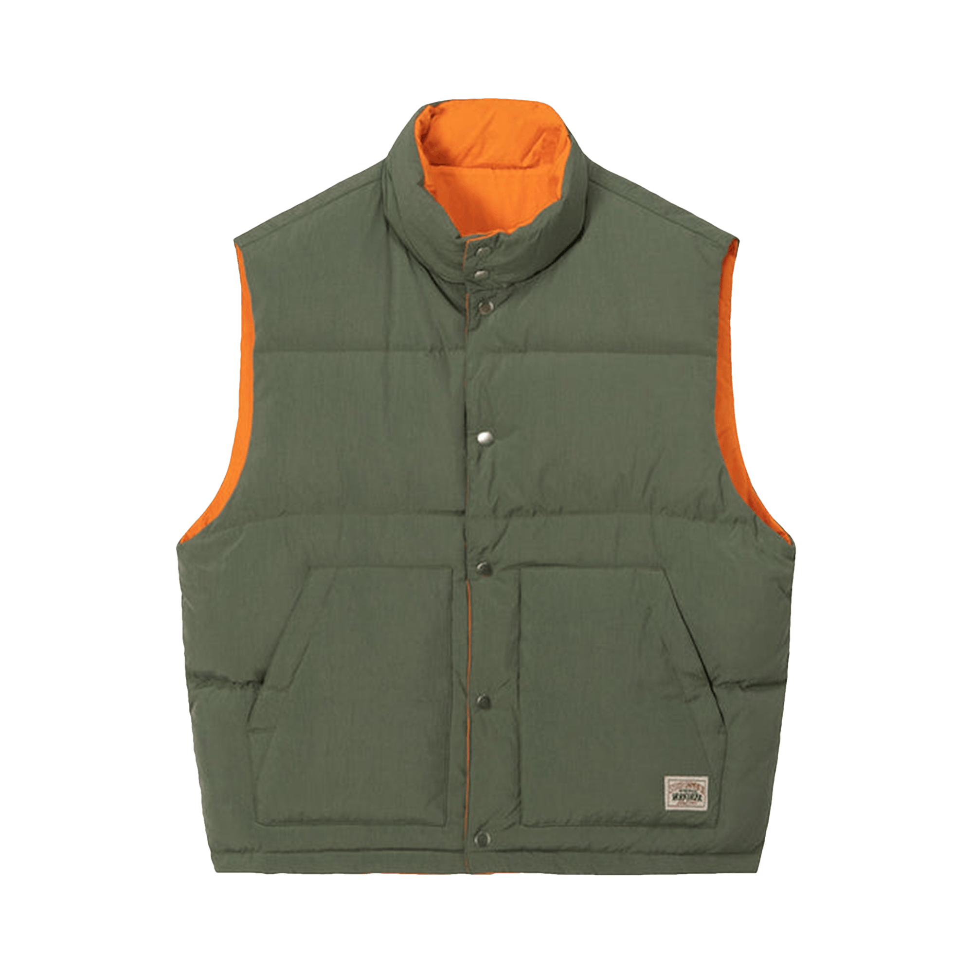 Pre-owned Stussy Reverse Down Workgear Vest 'olive' In Multi-color