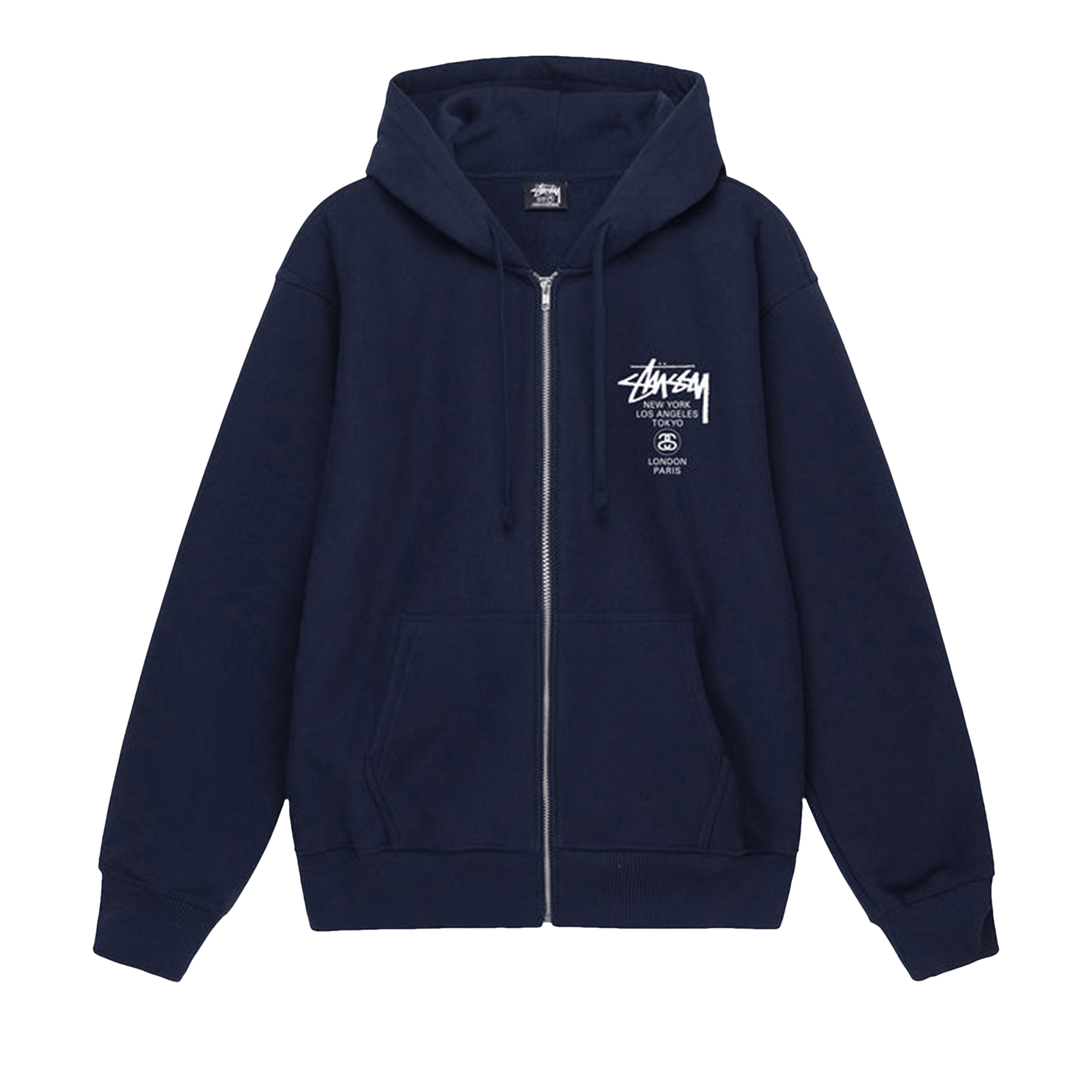 Stussy World Tour Zip Hoodie 'Navy'