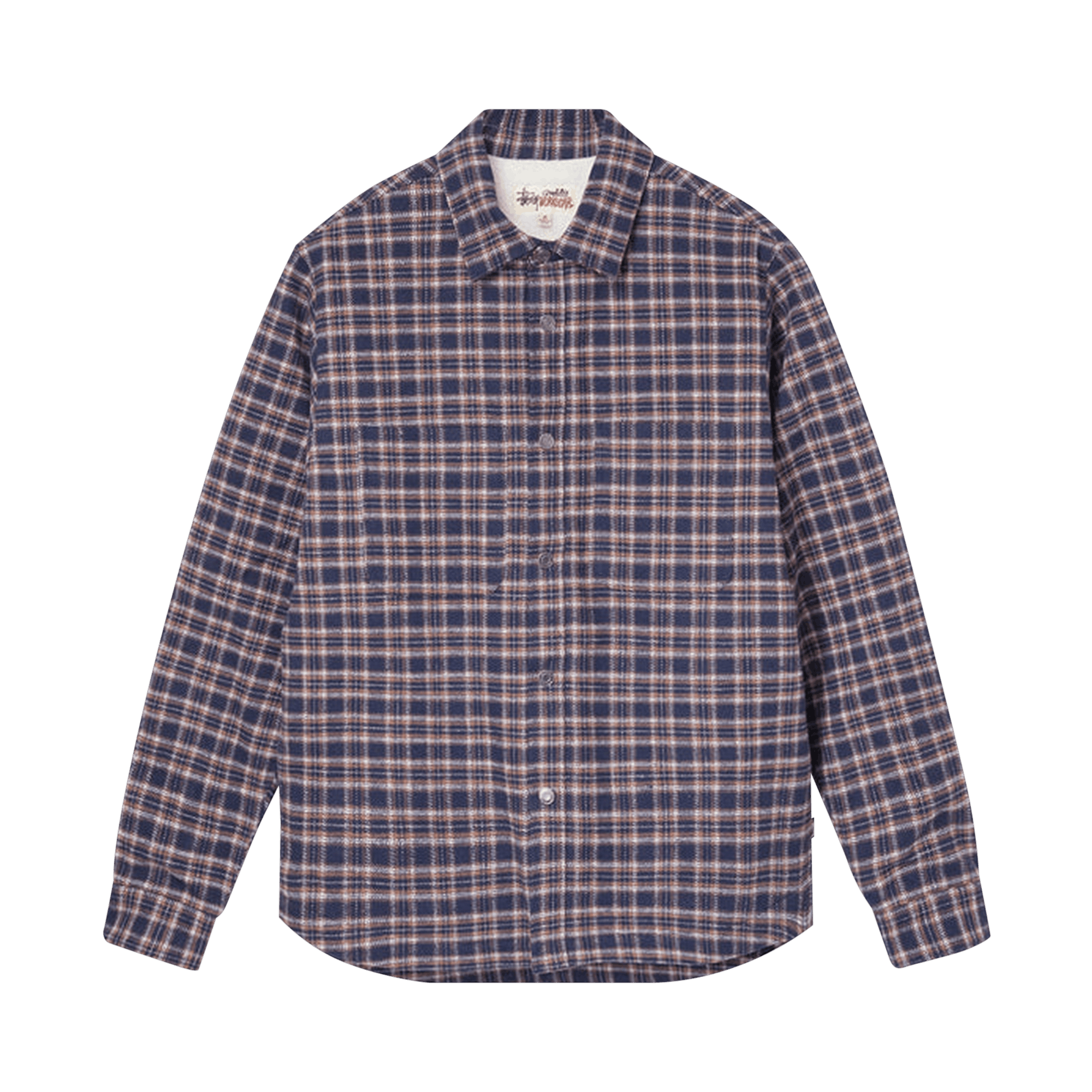 Stussy Sherpa Lined Plaid Shirt 'Navy'