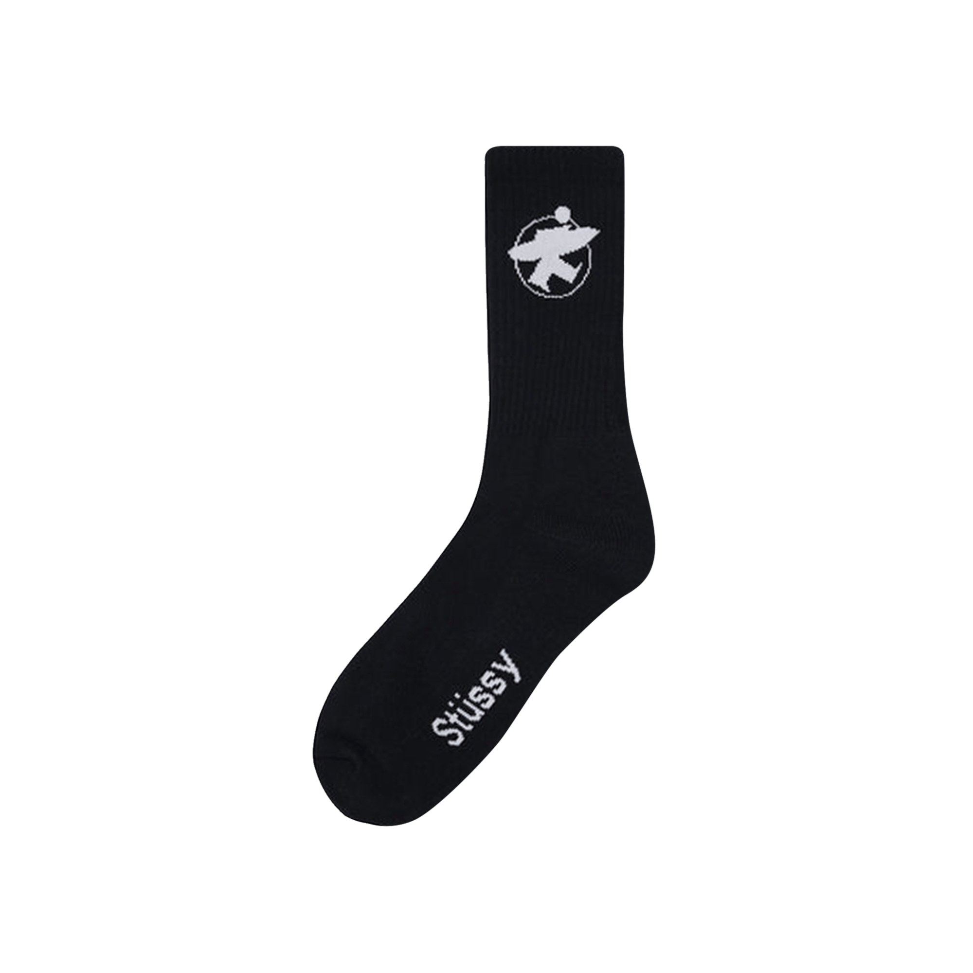 Pre-owned Stussy Surfman Crew Socks 'black/white'