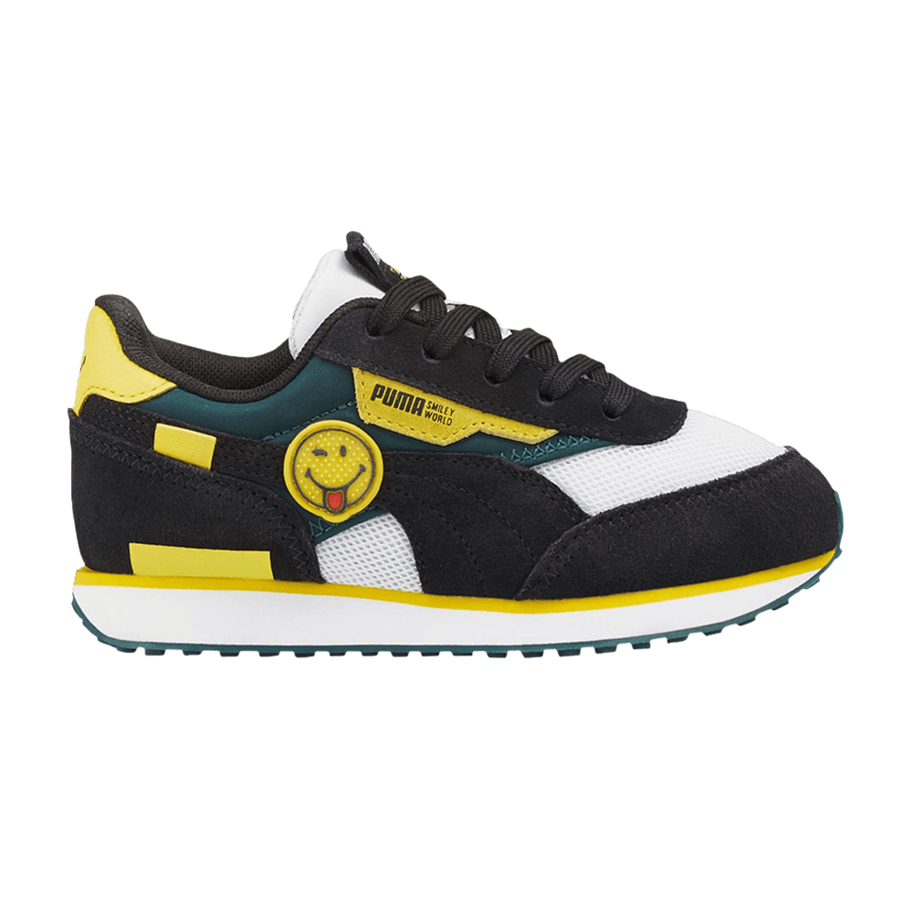 Pre-owned Puma Smileyworld X Future Rider Little Kid 'black Vibrant Yellow'