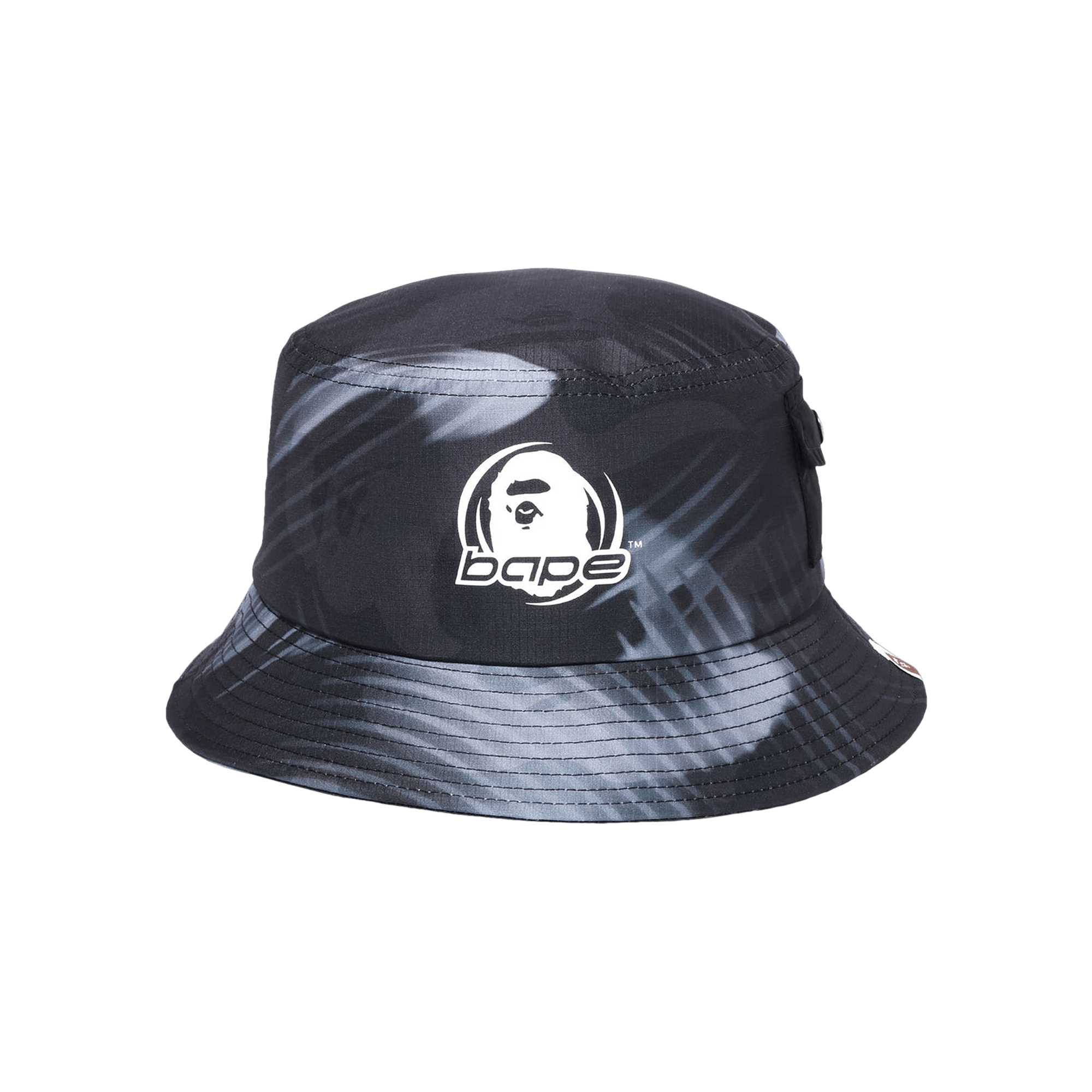 BAPE Stroke Camo Pocket Bucket Hat 'Black'