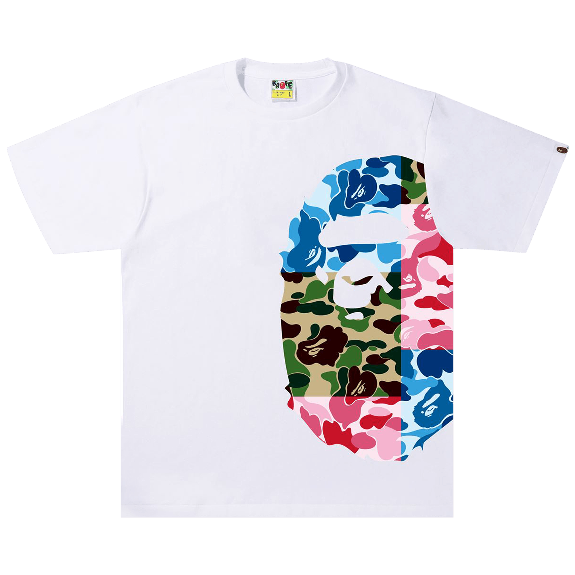 BAPE ABC Camo Crazy Side Big Ape Head Tee 'White'