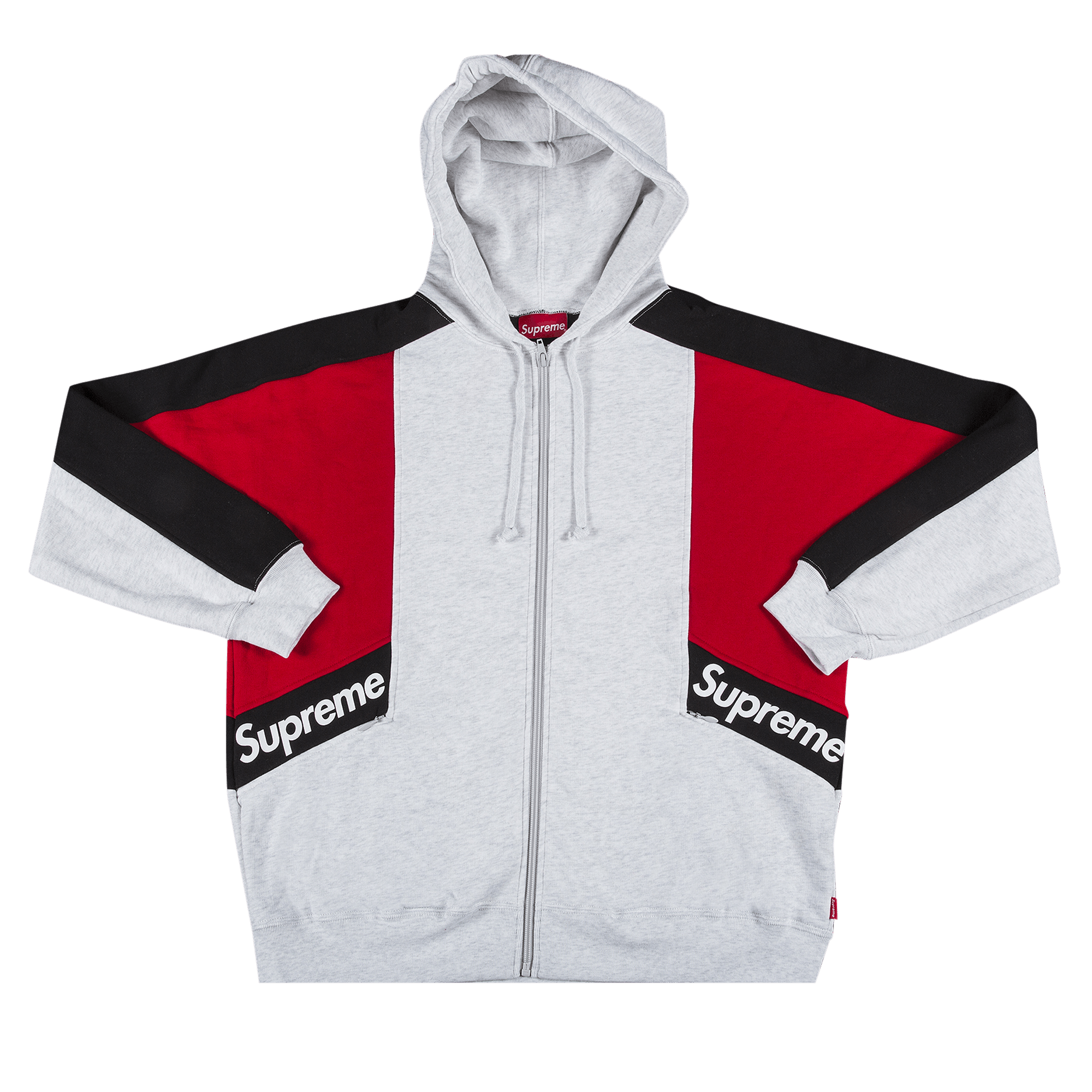 Supreme Color Blocked Zip Up Hooded Sweatshirt 'Ash Grey'