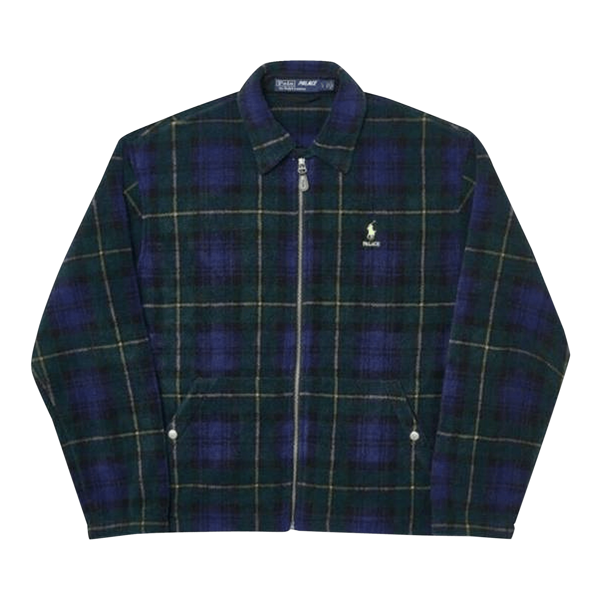 Pre-owned X Ralph Lauren Polar Fleece Harrington Jacket 'glen Plaid' In Blue