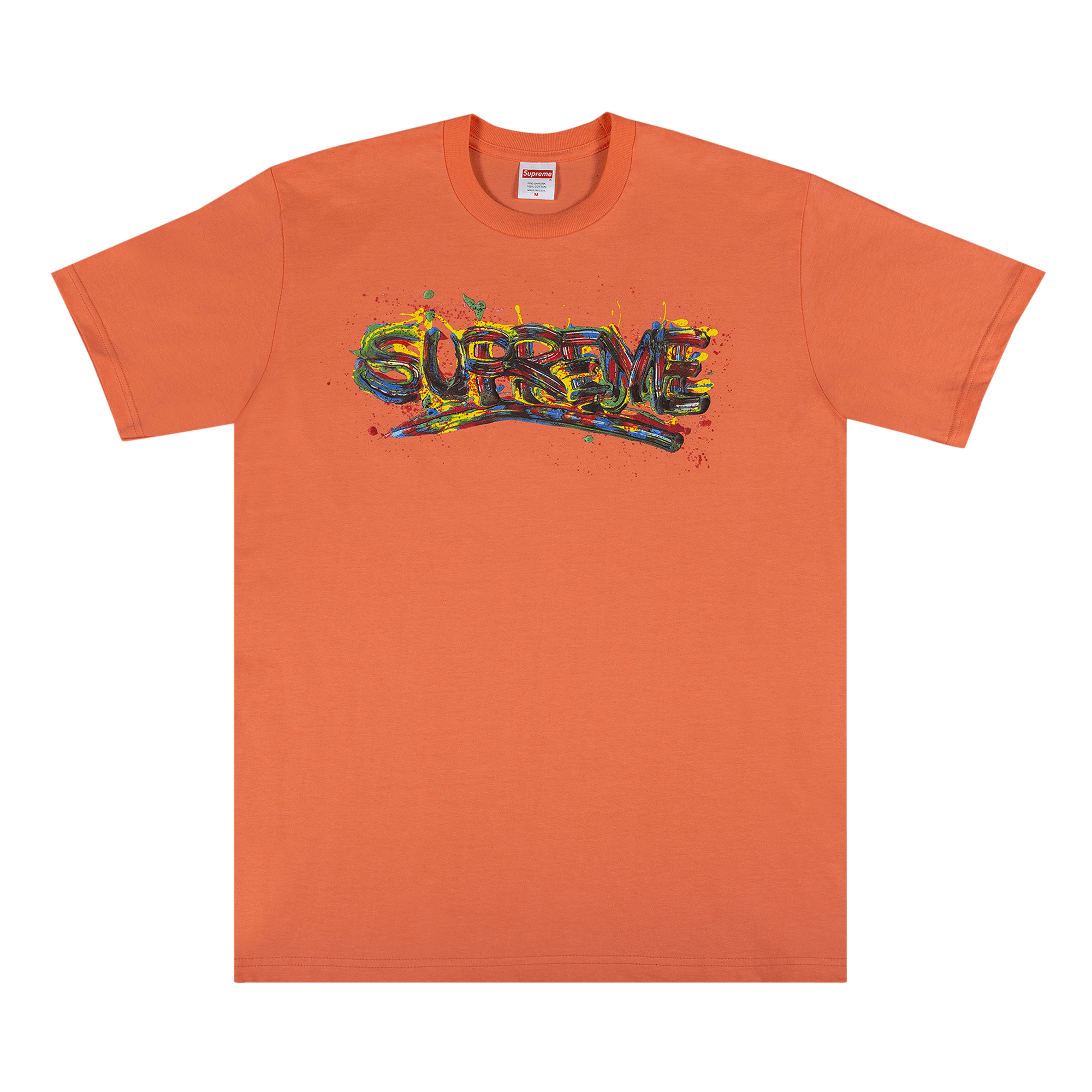 Supreme Paint Logo Tee 'Neon Orange'