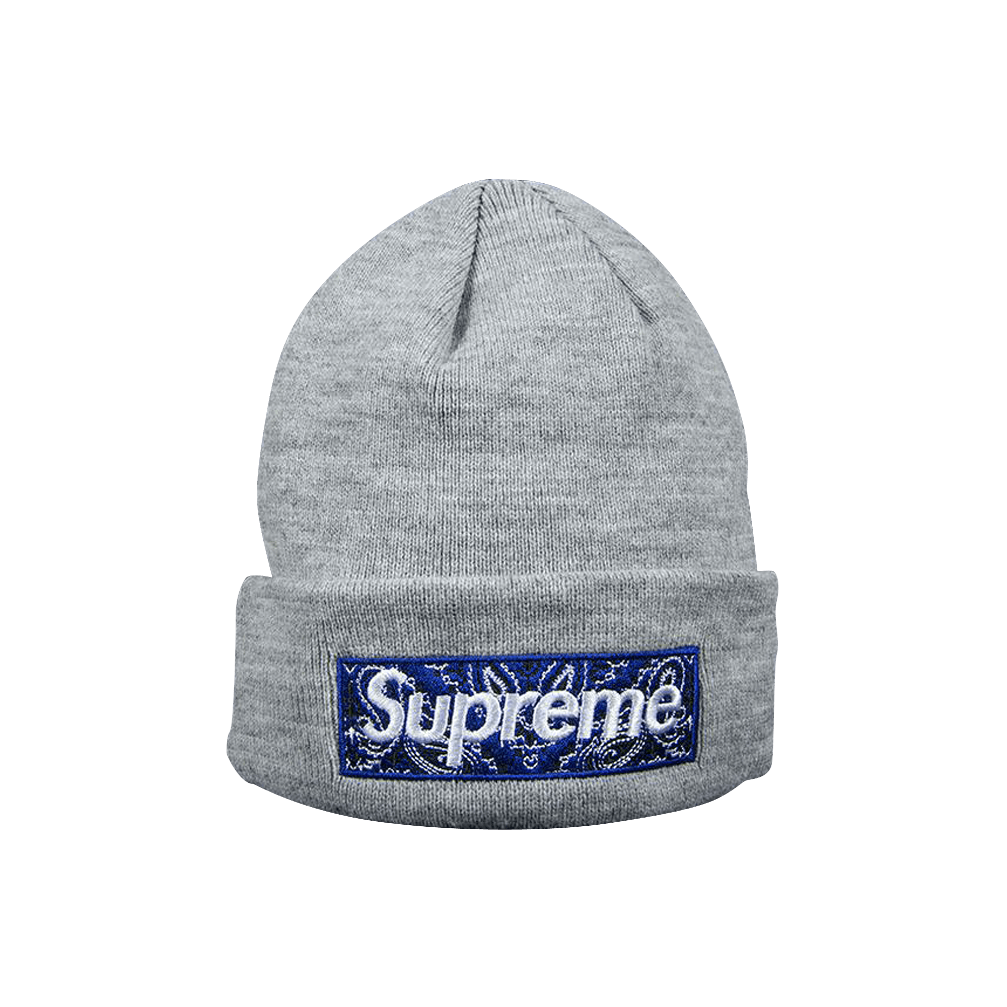 Supreme x New Era Bandana Box Logo Beanie 'Heather Grey'