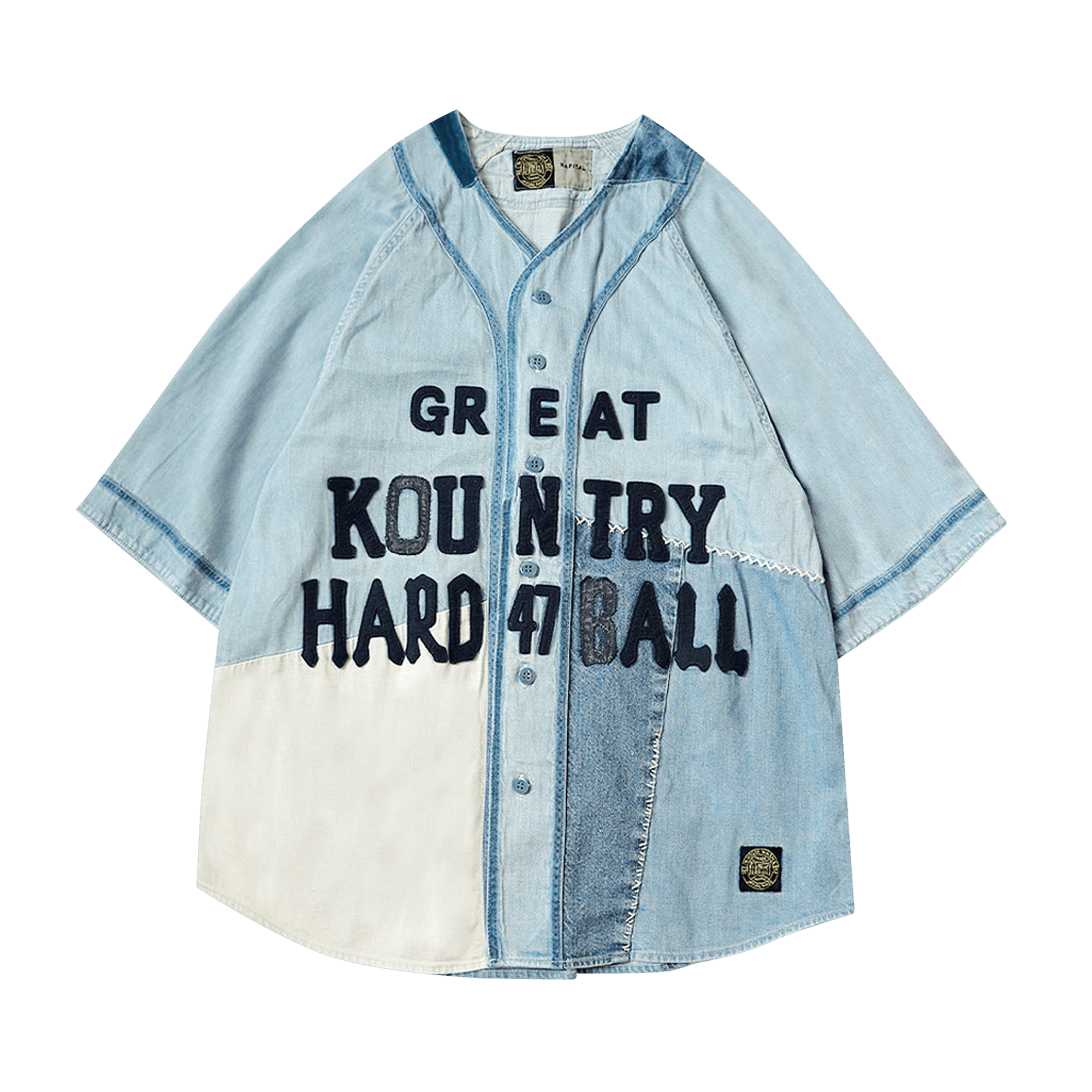 Kapital 8oz Reconstruction Denim Great Kountry Baseball Shirt 'Indigo Processing'