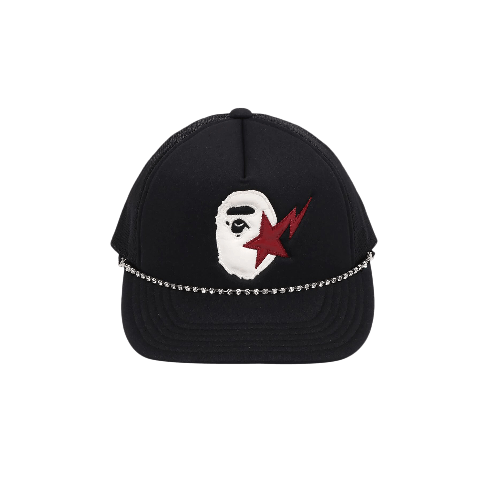 BAPE Sta Ape Head Leather Patched Mesh Cap 'Black'