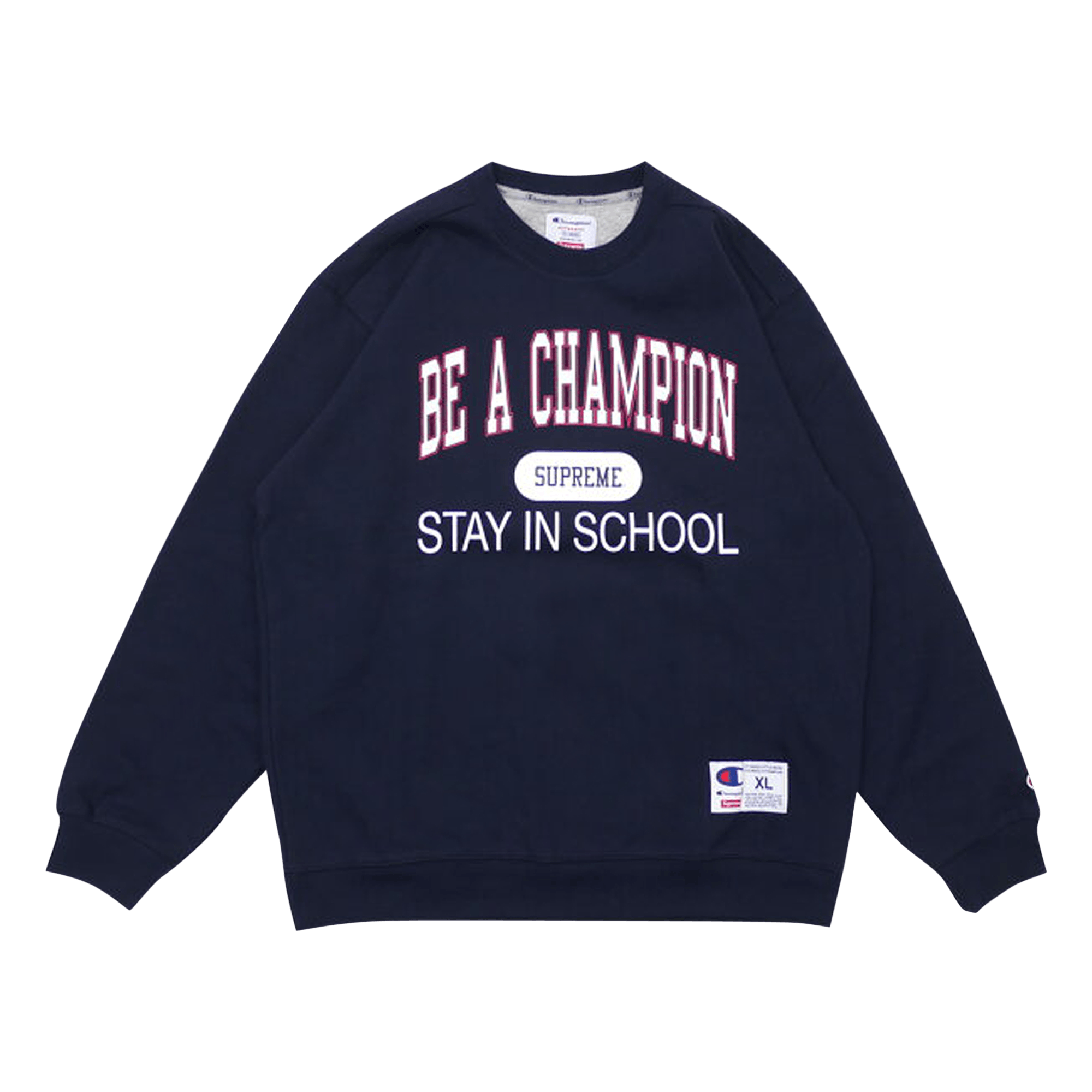 Supreme x Champion Stay In School Crewneck 'Navy'
