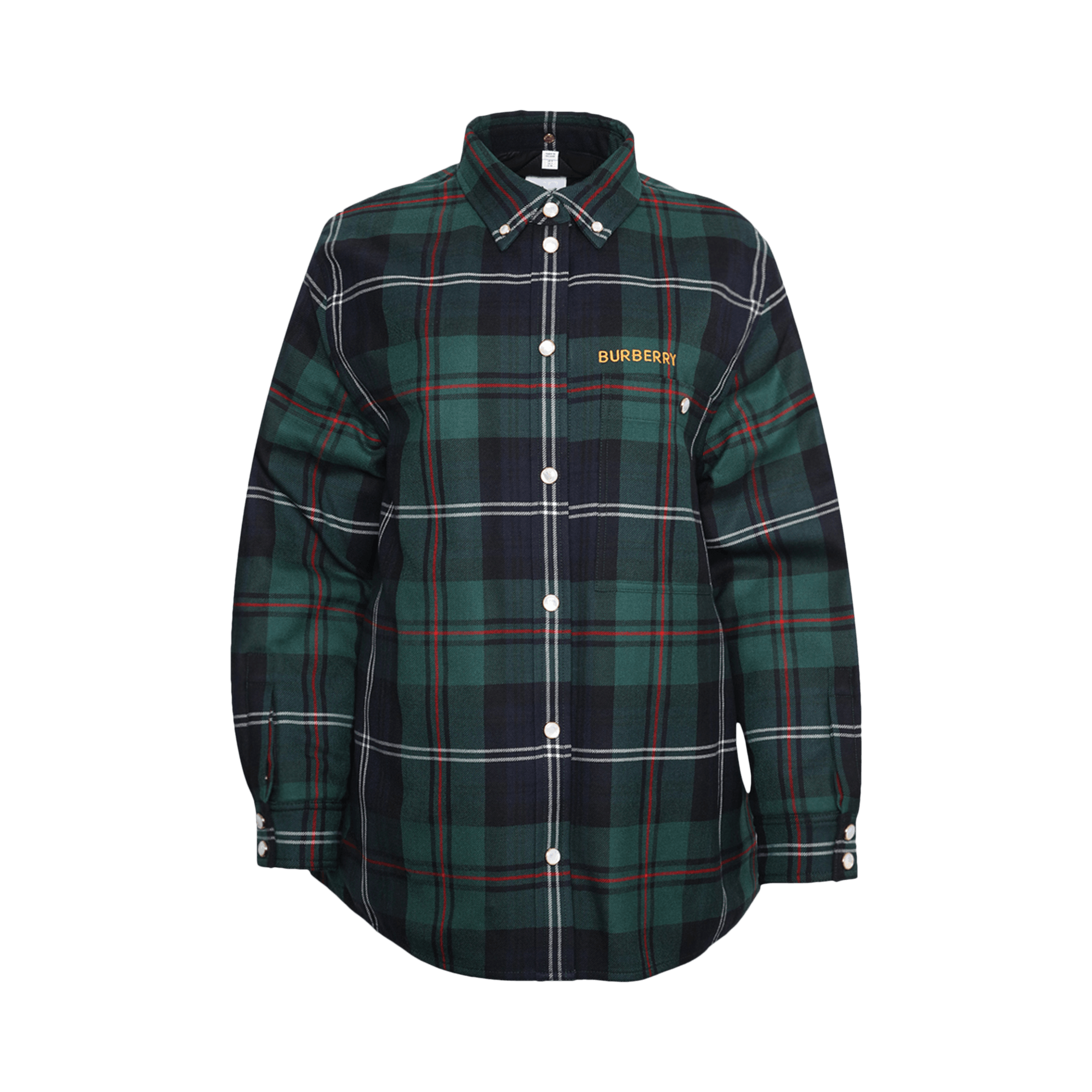 Pre-owned Burberry Embroidered Logo Check Overshirt 'dark Viridian Green'