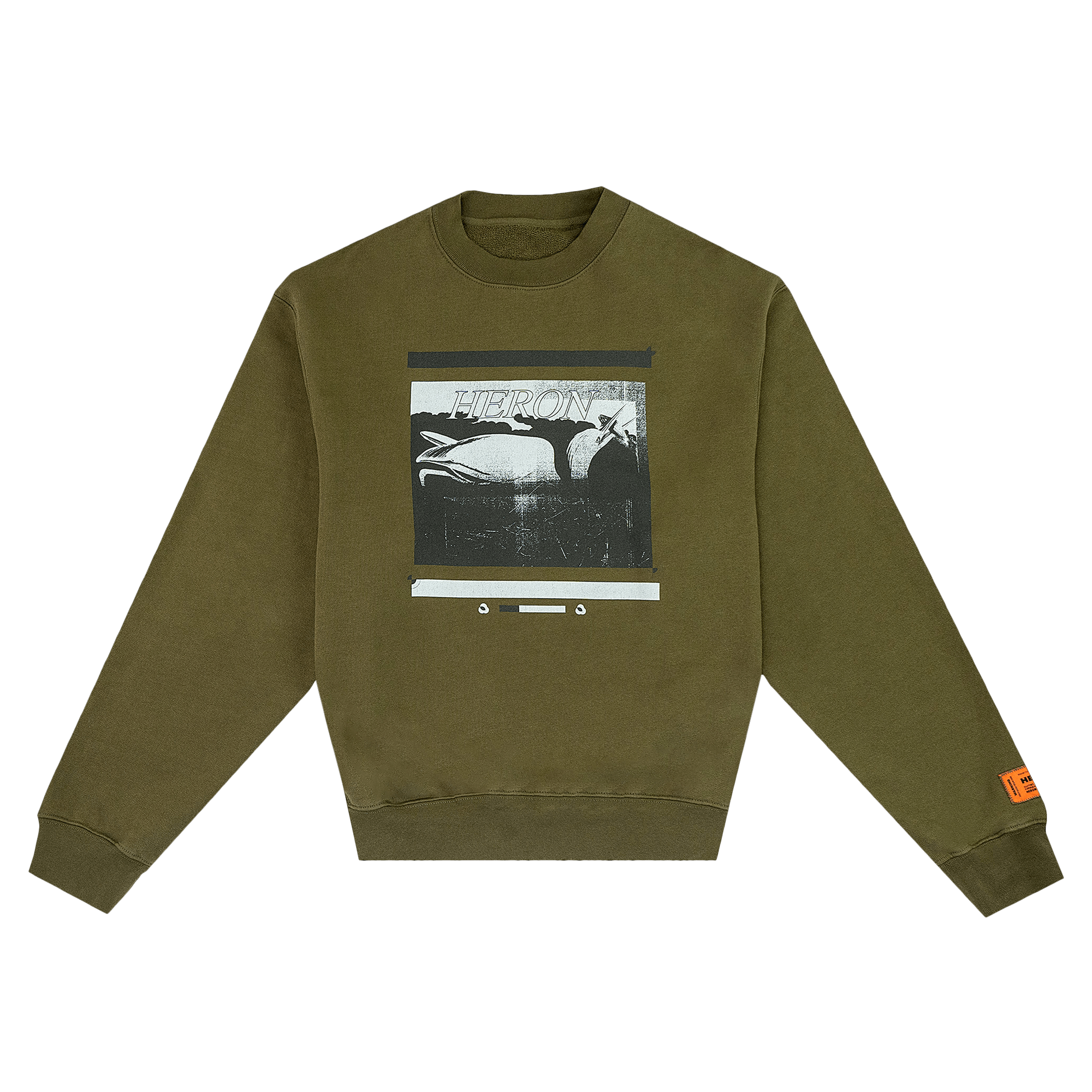 Heron Preston Misprinted Heron Crewneck 'Dark Olive/Black'