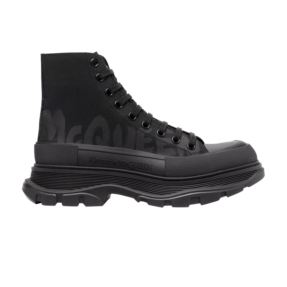 Alexander McQueen Tread Slick Boot 'Graffiti Logo - Black'