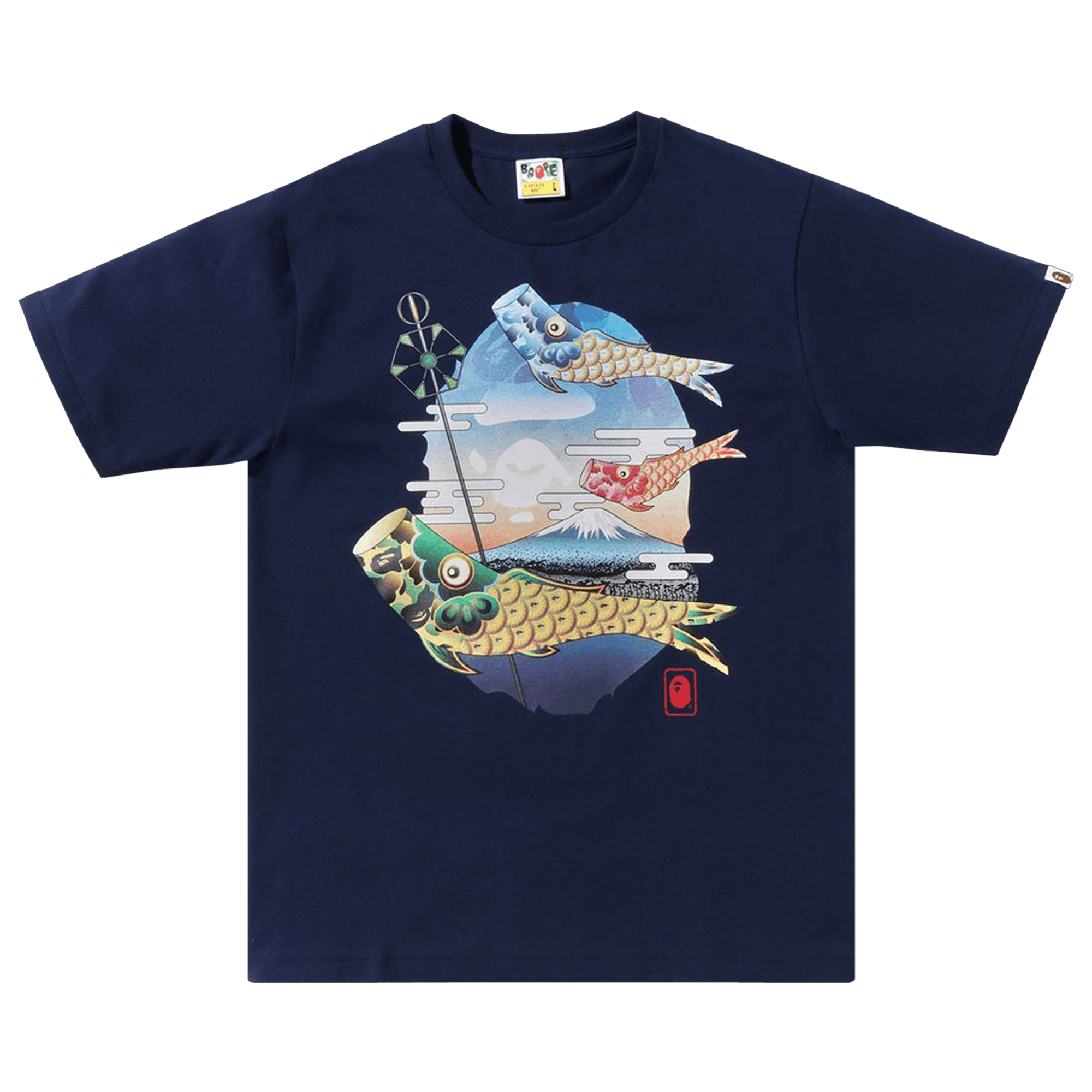 BAPE Koinobori Carp Flags Ape Head Tee 'Navy'