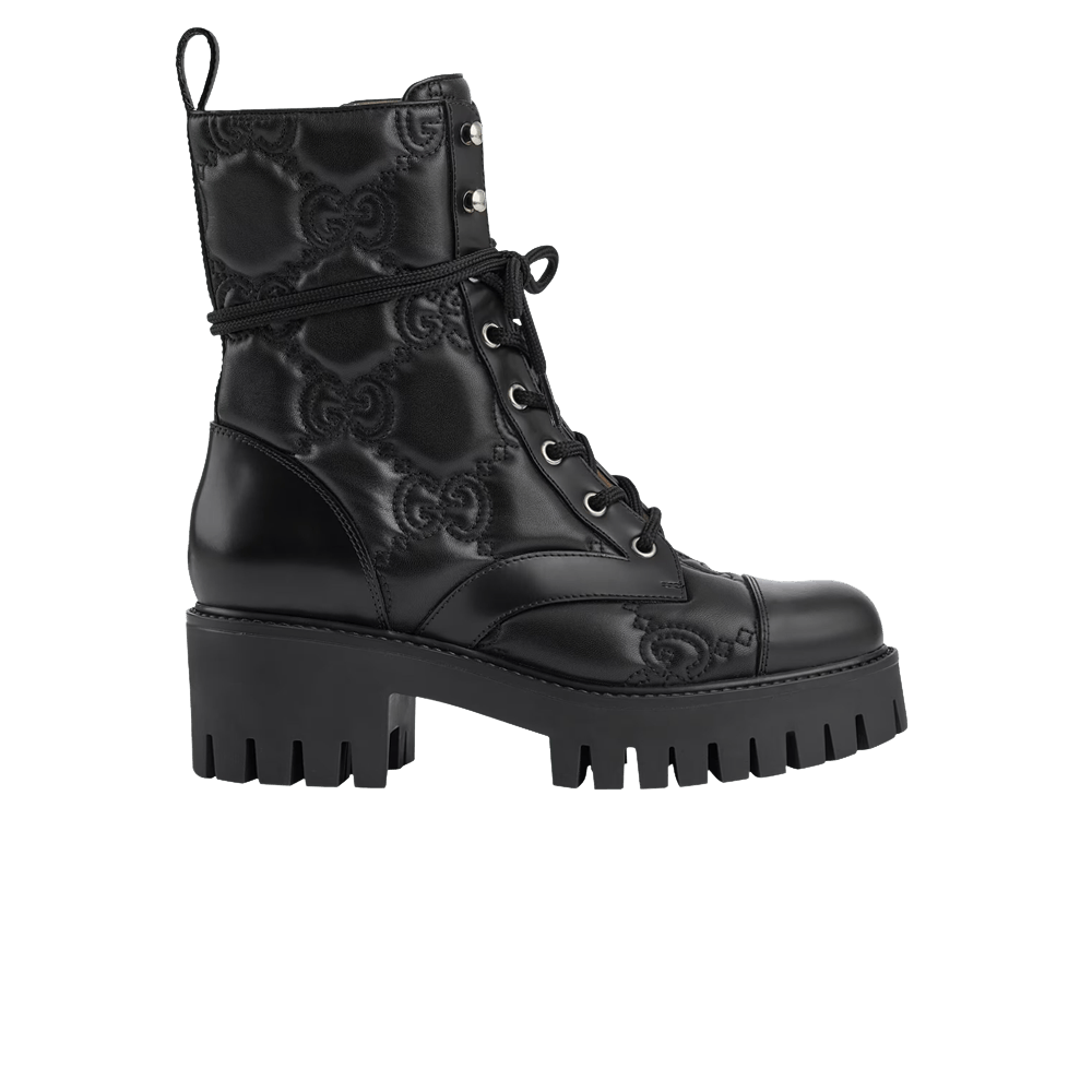 Buy Gucci Wmns GG Matelassé Lace Up Boot 'Black' - 718386 Buy Gucci Wmns GG Matelassé Lace Up Boot 'Black' - 718386