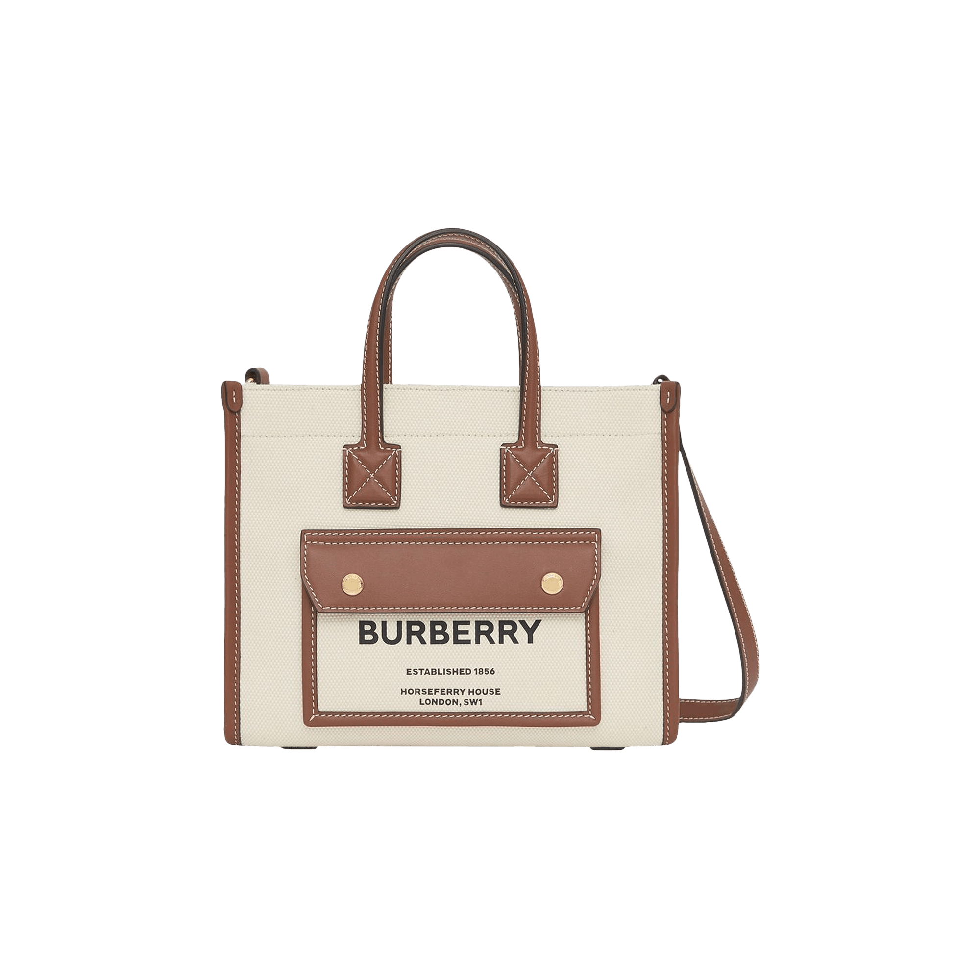 Pre-owned Burberry Mini Freya Tote Bag 'cream' In Tan