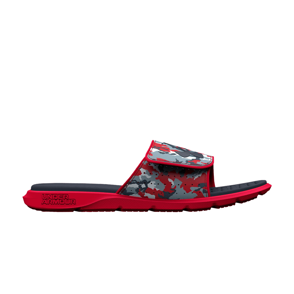 Pre-owned Under Armour Ignite 7 Graphic Strap Slide Gs 'grey Mist Red Camo'