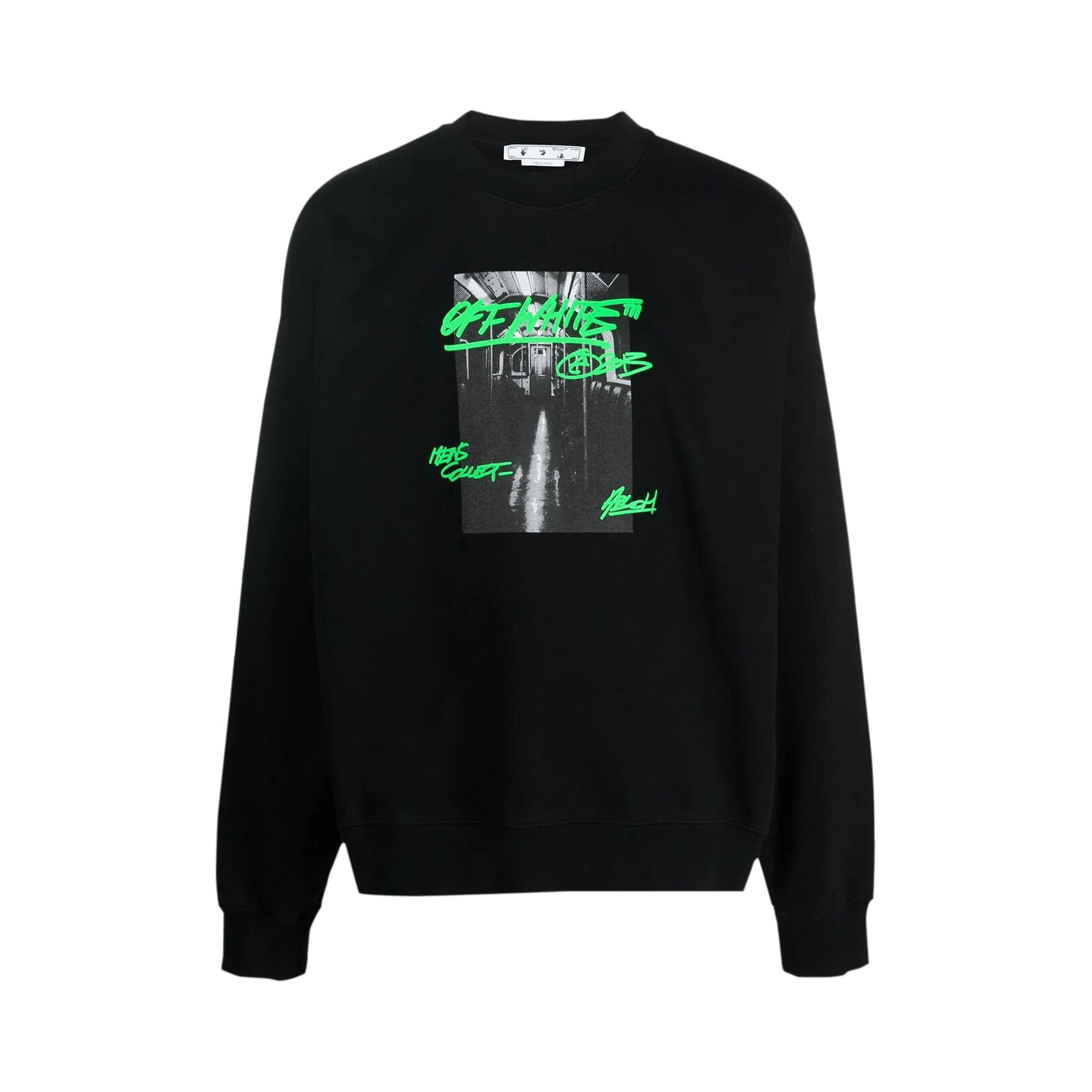 Off-White Metro Type Skate Crewneck 'Black/Green'