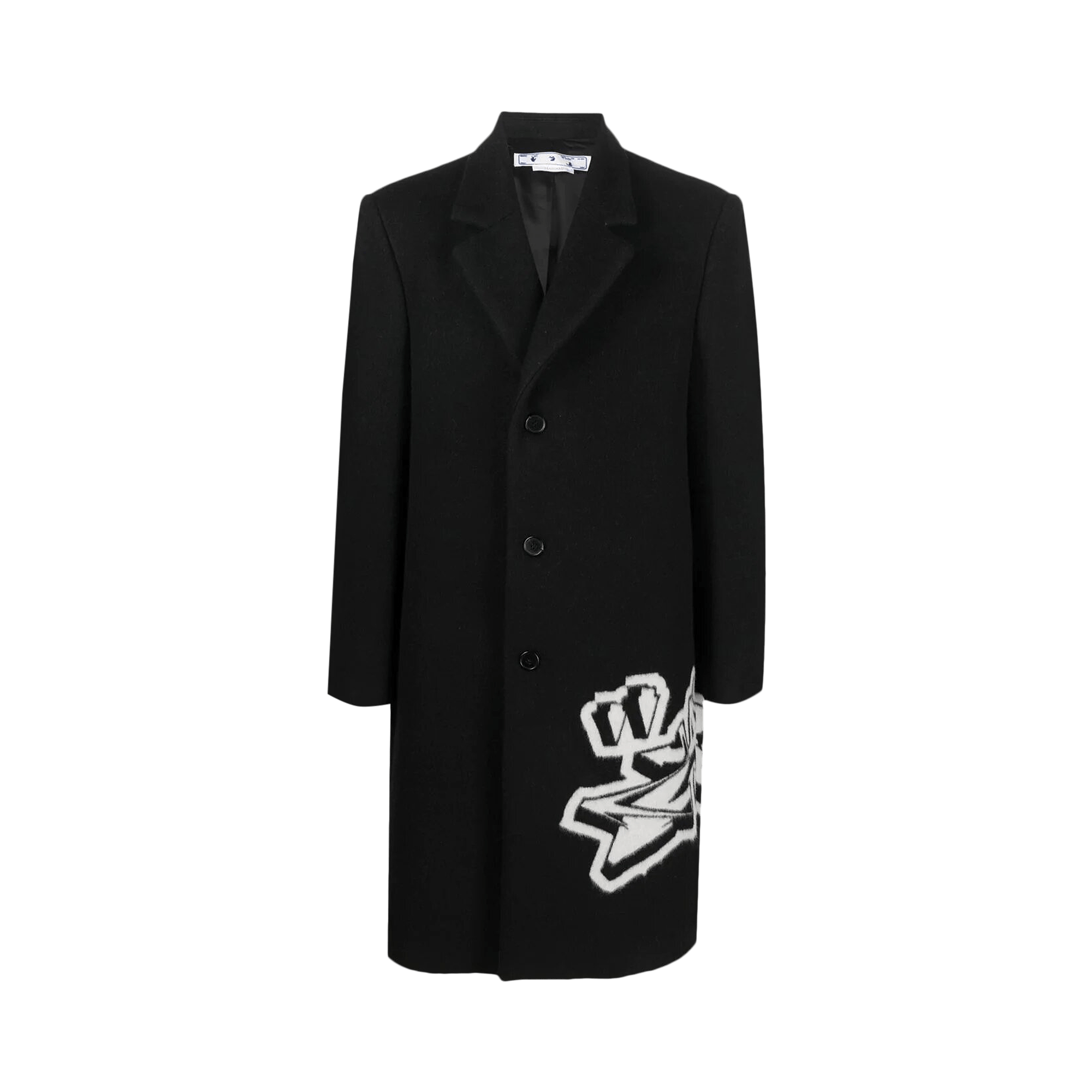 Off-White Graffiti Wool Skate Long Coat 'Black/White'