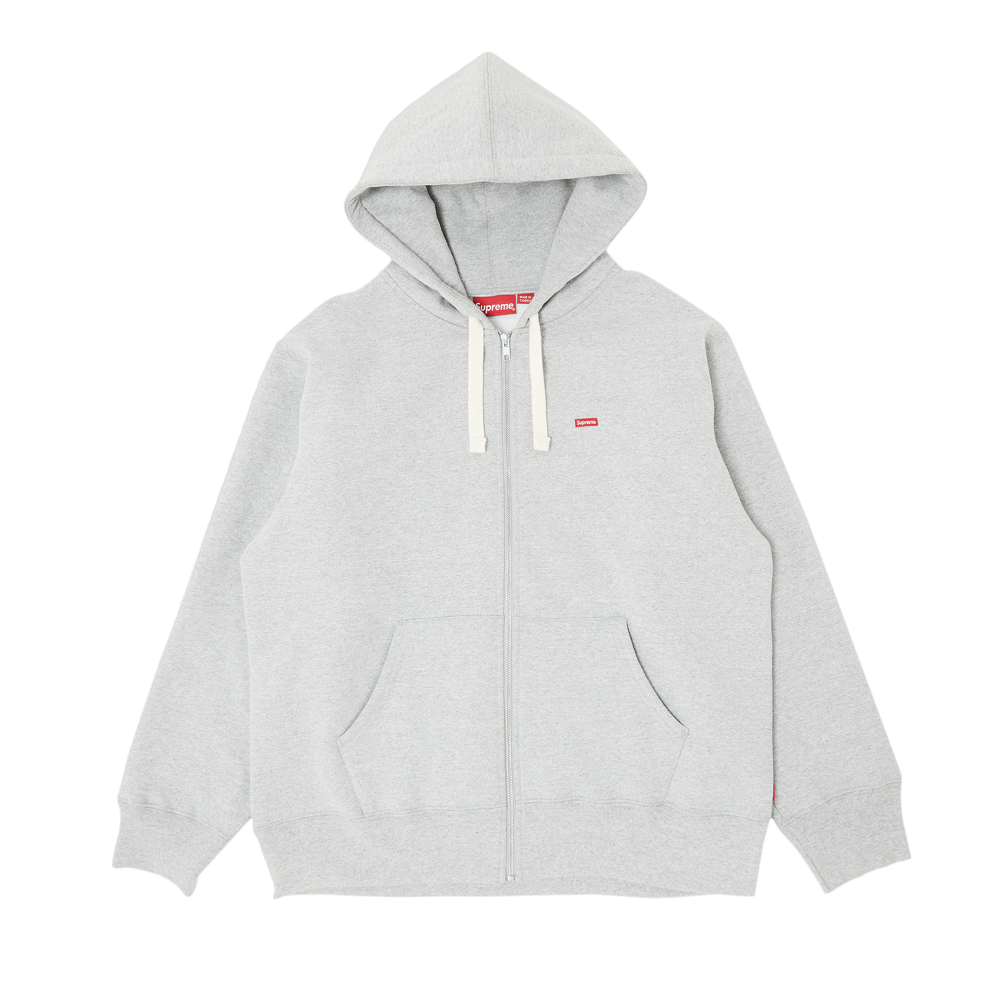 Supreme Small Box Drawcord Zip Up Hooded Sweatshirt 'Heather Grey'