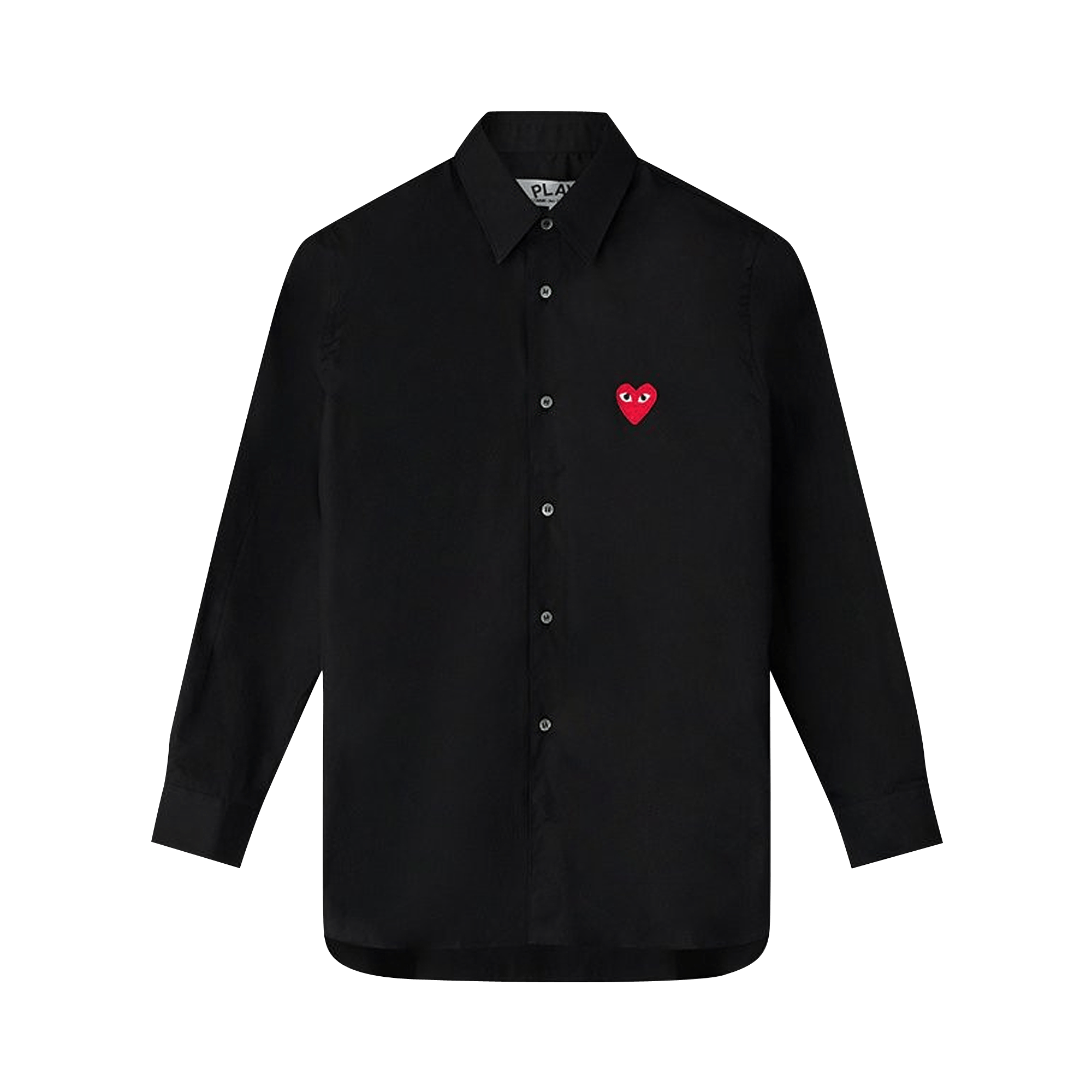 Comme des Garçons Long-Sleeve Woven Button Down Shirt With Red Heart 'Black'