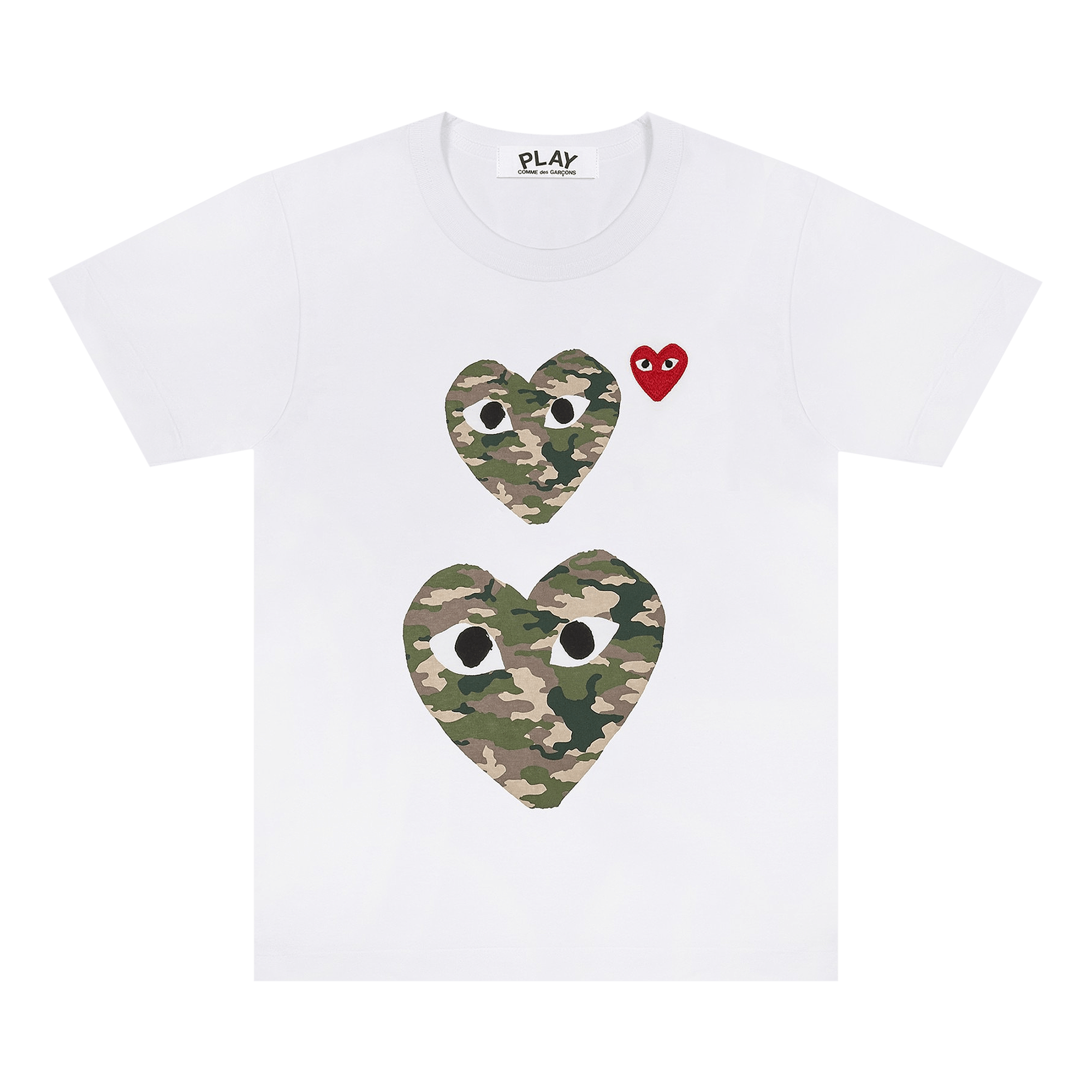 Comme des Garçons PLAY Camouflage Double Heart T-Shirt 'White'