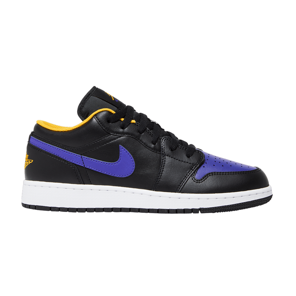 Pre-owned Air Jordan 1 Low Gs 'lakers' In Black