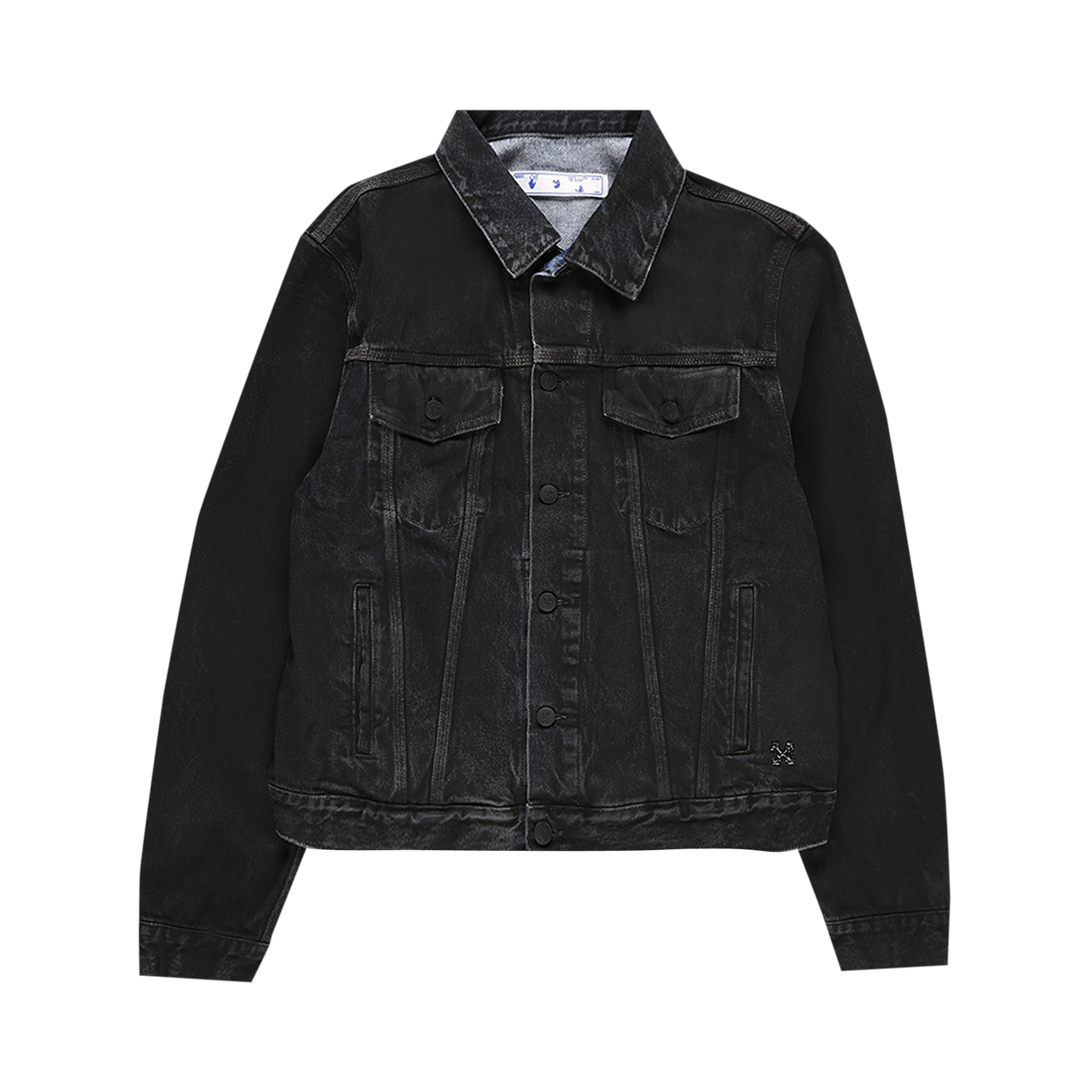 Off-White Stencil Slim Denim Jacket 'Black/Medium Blue'