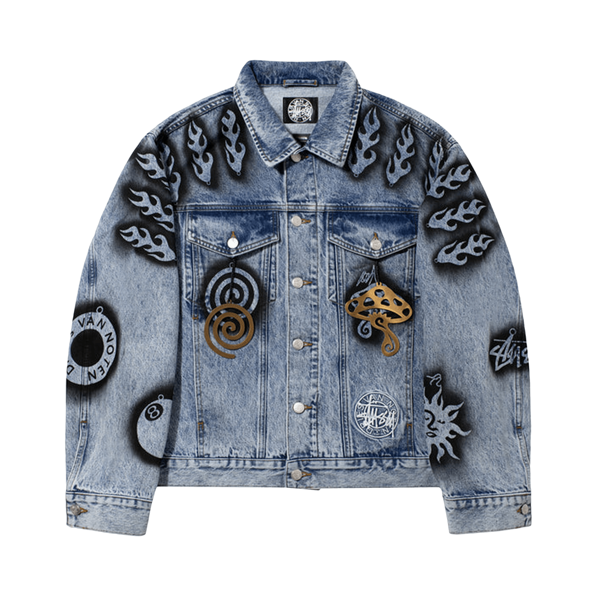 Stussy x Dries Van Noten Hand-Stencilled Denim Jacket 'Washed Blue'