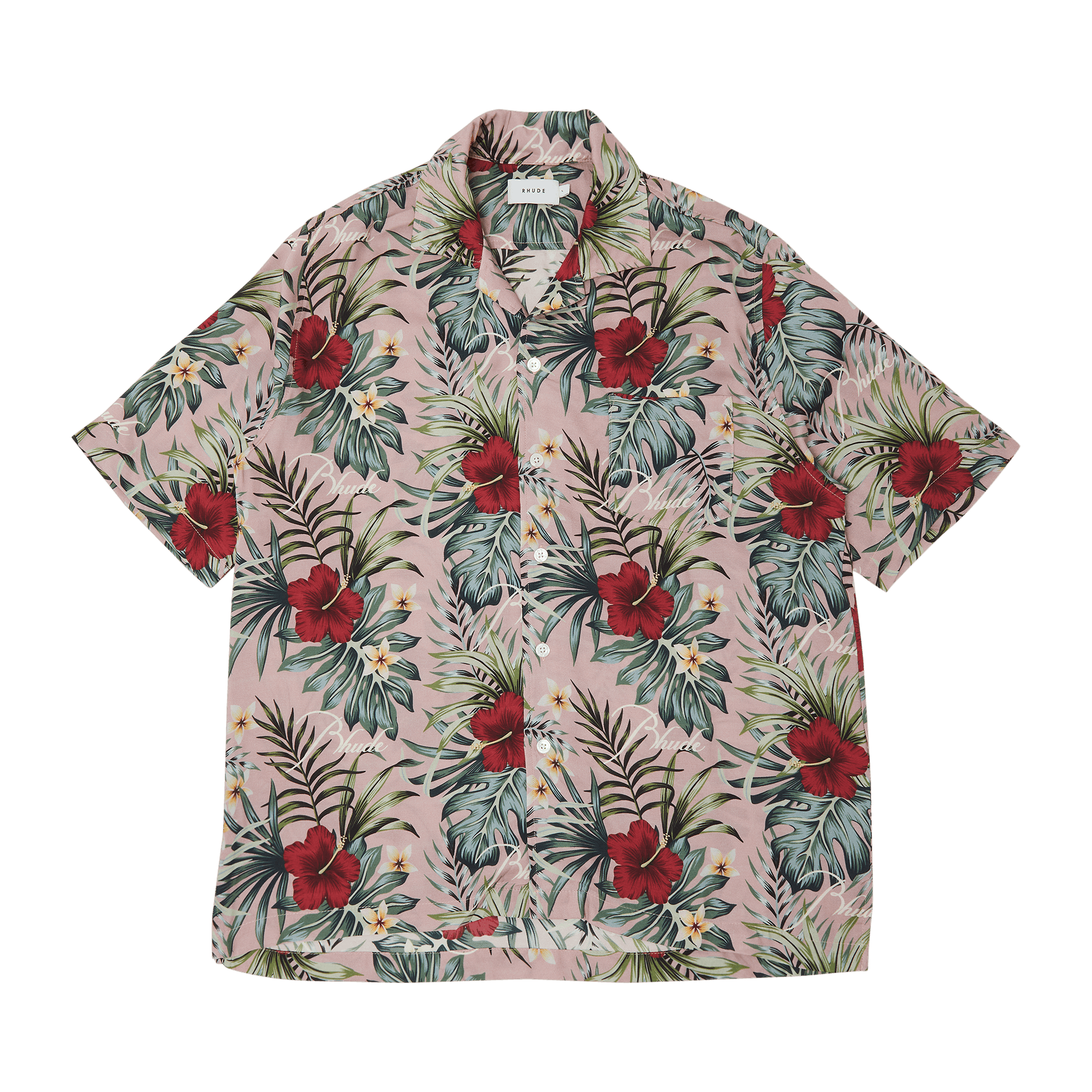 Rhude Hawaiian Logo Rayon Shirt 'Mauve/Multicolor'