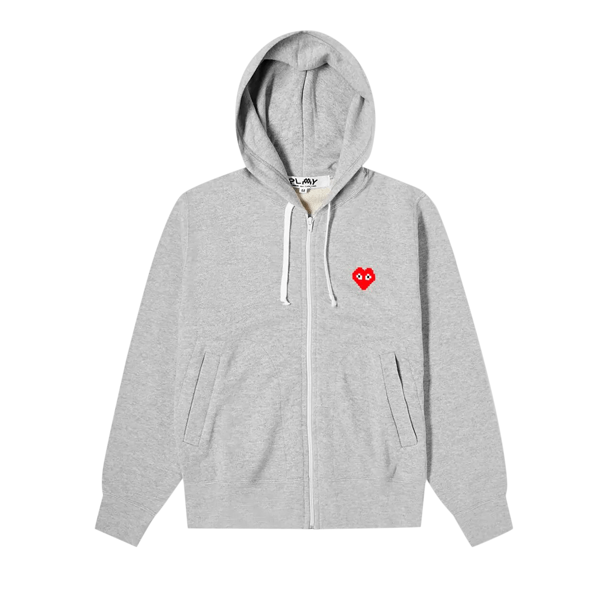 Comme des Garçons PLAY x Invader Heart Zip Up Hooded Sweatshirt 'Grey'