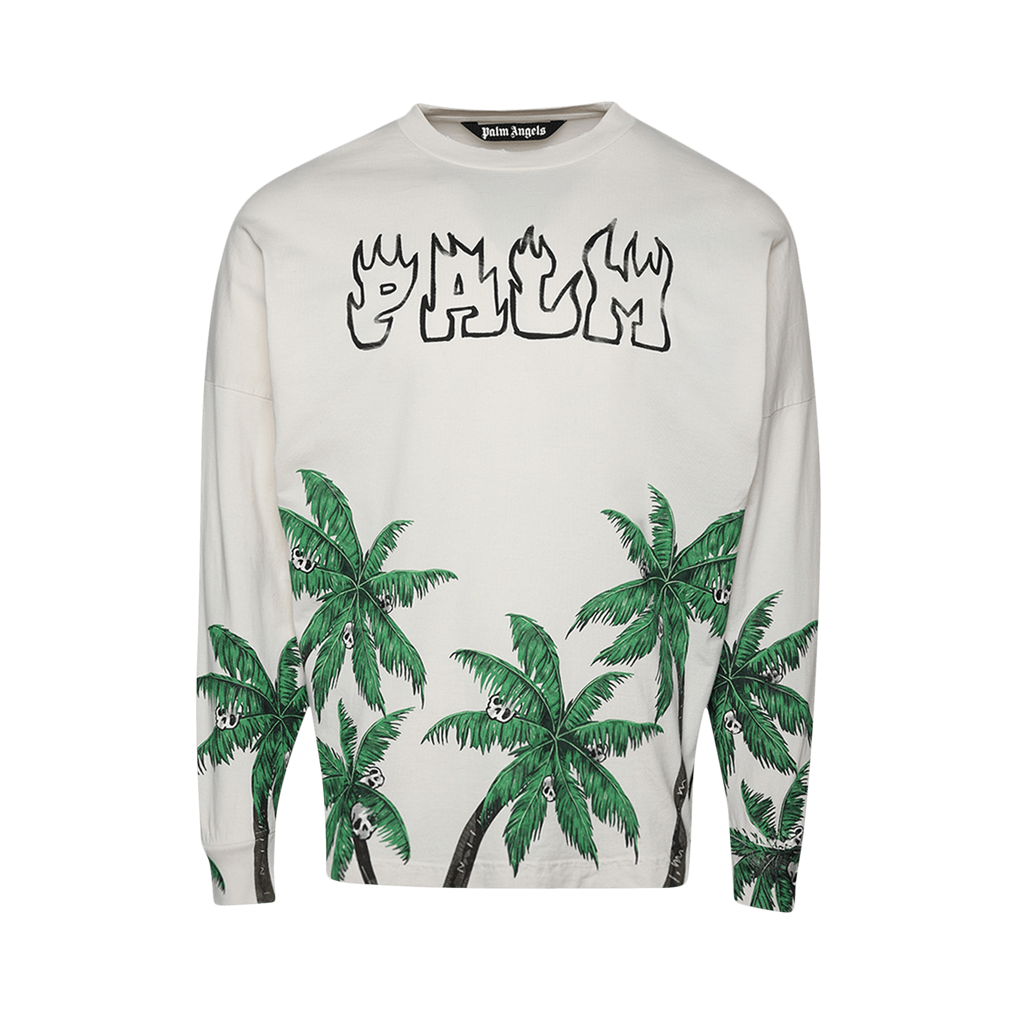 Palm Angels Palms And Skull Over Tee Long-Sleeve 'White/Green'