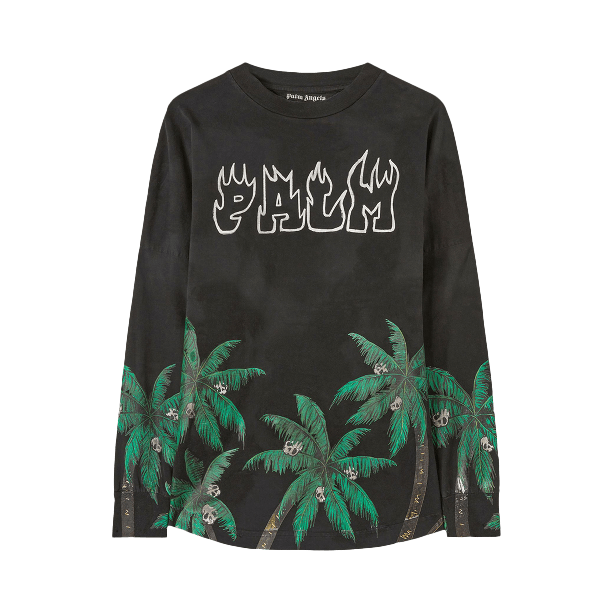 Palm Angels Palms And Skull Over Tee Long-Sleeve 'Black/Green'