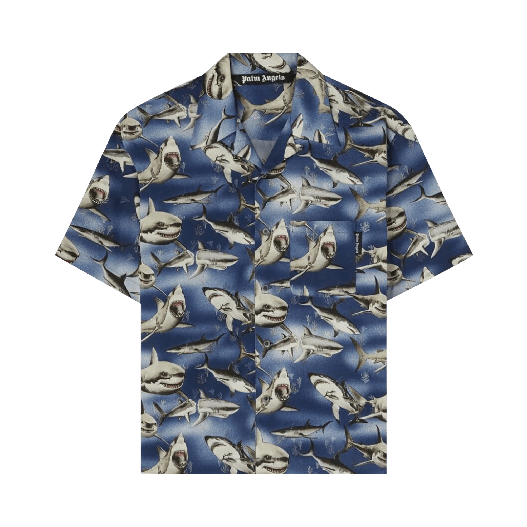 Palm Angels Sharks Bowling Shirt 'Blue'