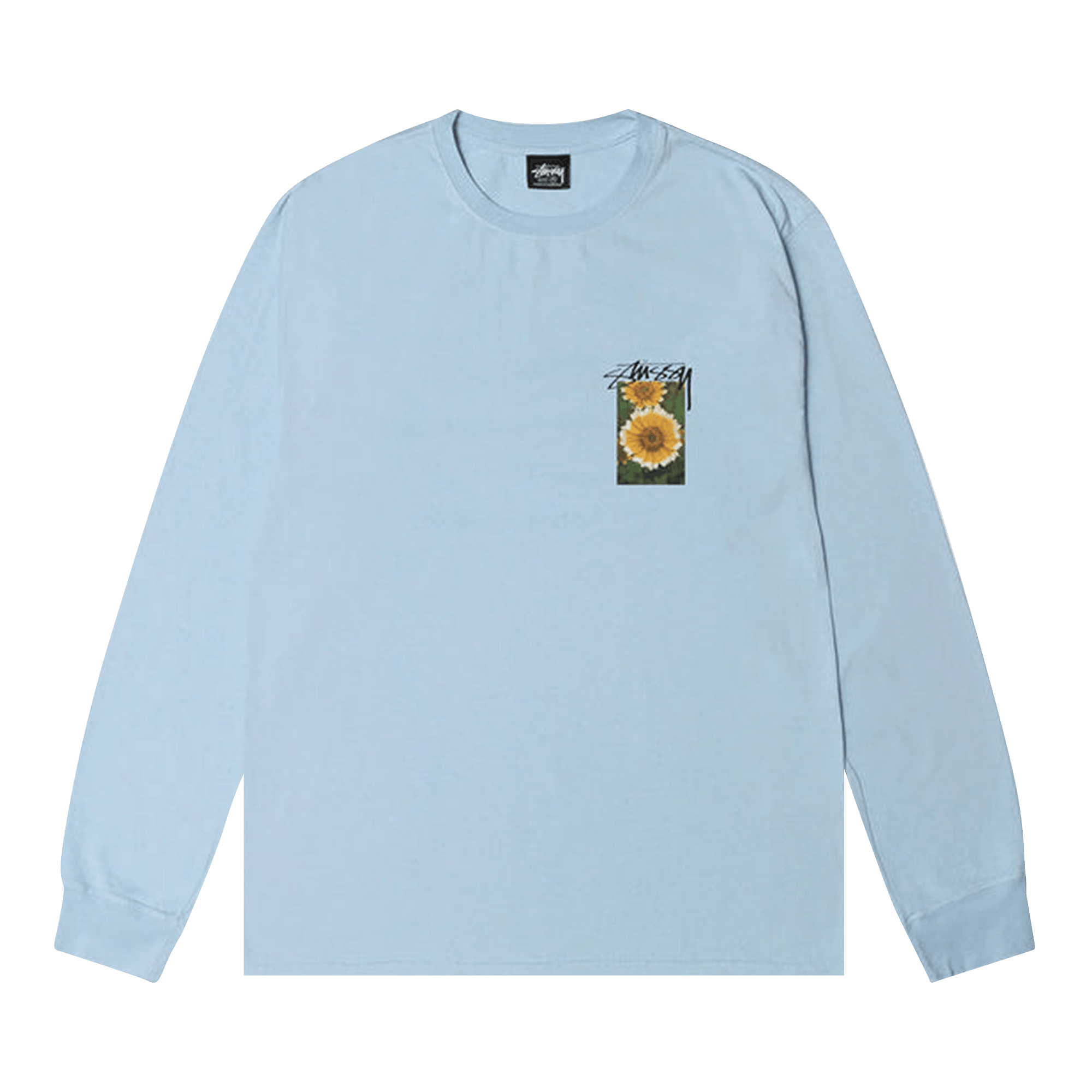 Stussy Flower Grid Pigment Dyed Long-Sleeve Tee 'Sky Blue'