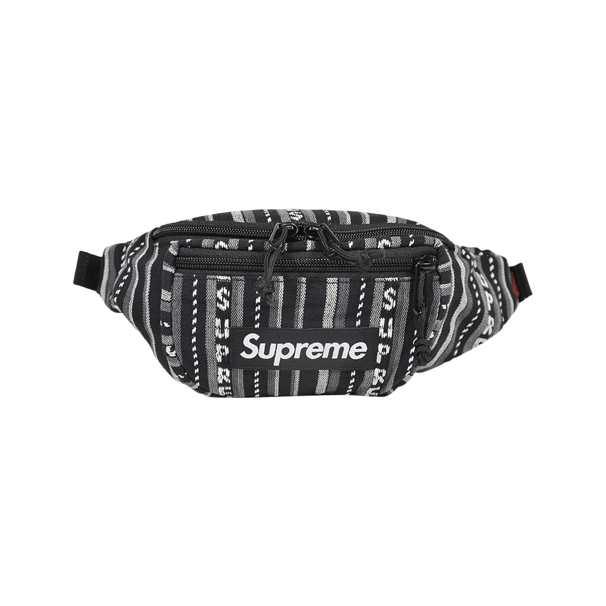 Supreme Woven Stripe Waist Bag 'Black'