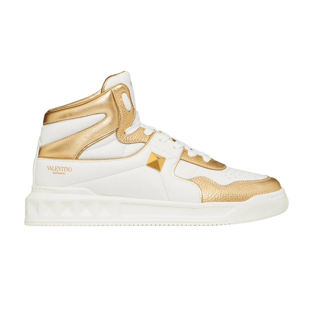 Valentino One Stud Mid 'White Metallic Gold'