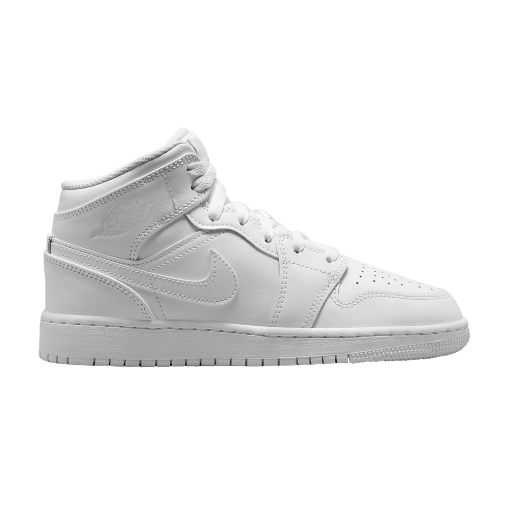 Pre-owned Air Jordan 1 Mid Gs 'triple White' 2023