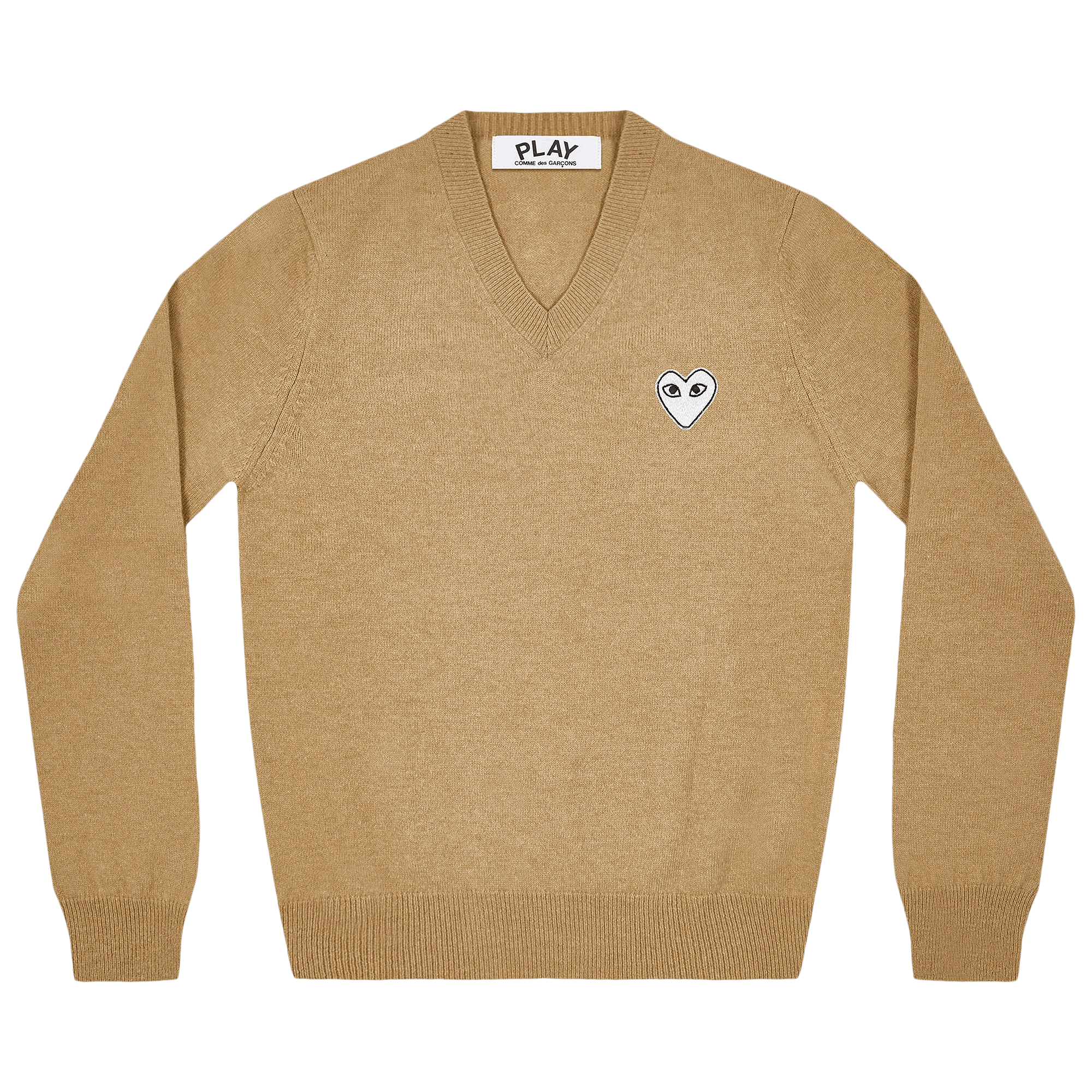 Comme des Garçons PLAY Heart V Neck Sweater 'Camel'
