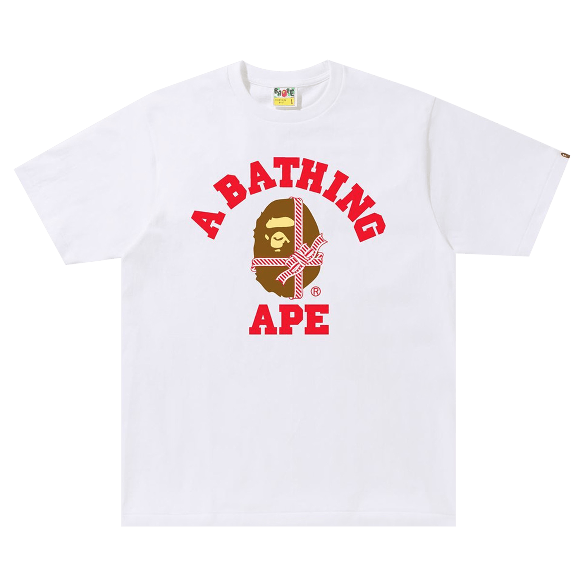 BAPE Christmas College Tee 'White/Red'