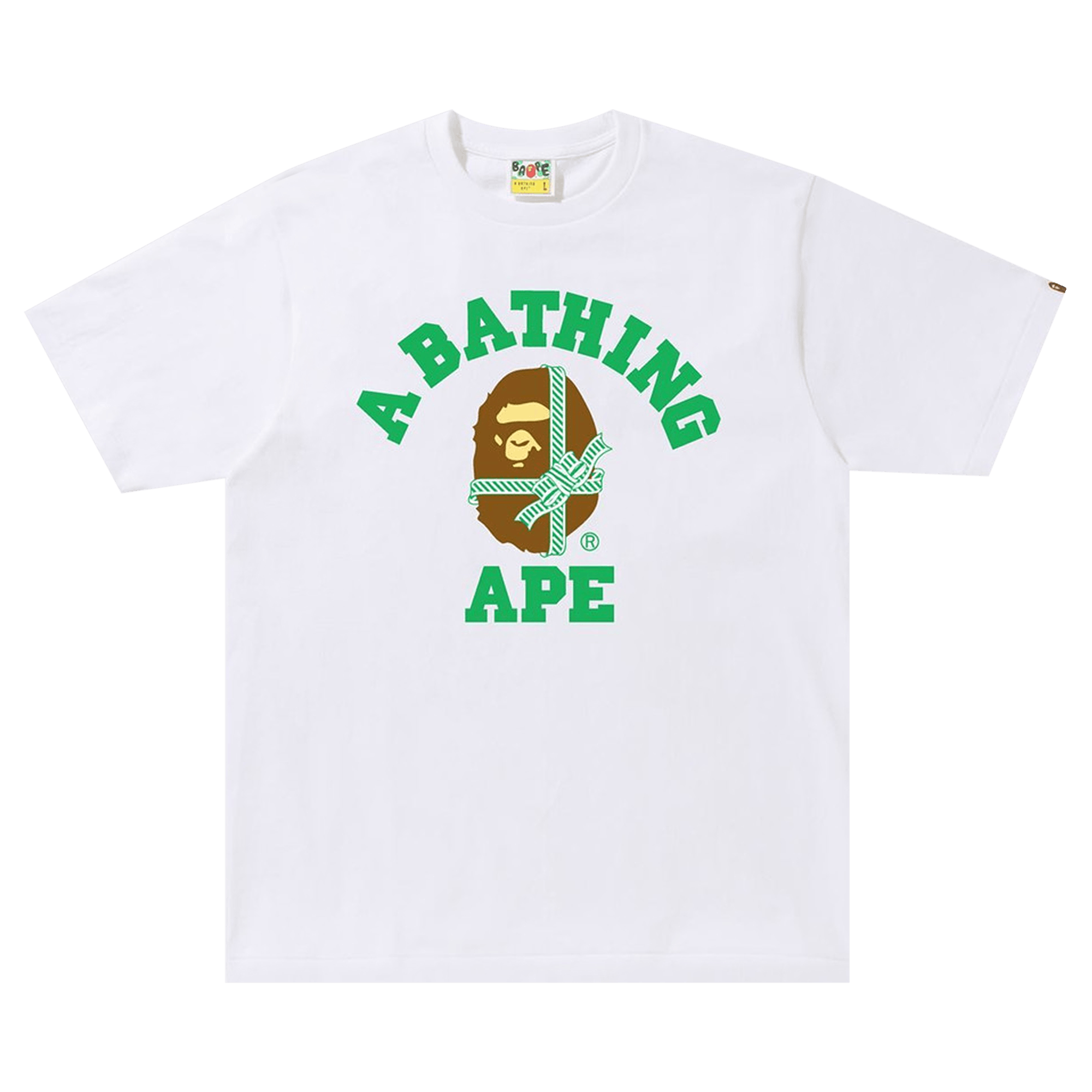 BAPE Christmas College Tee 'White/Green'