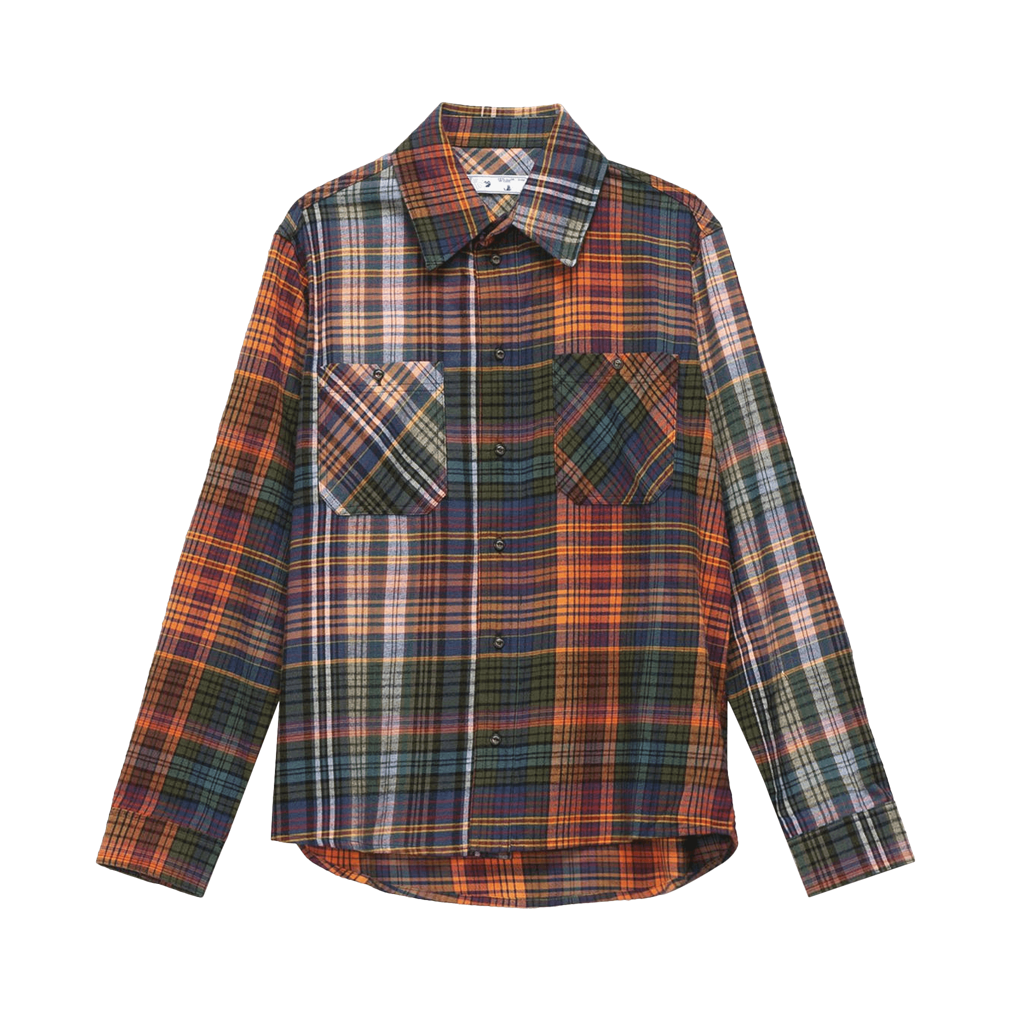 Off-White Stencil Flannel Check Shirt 'Orange/Black'