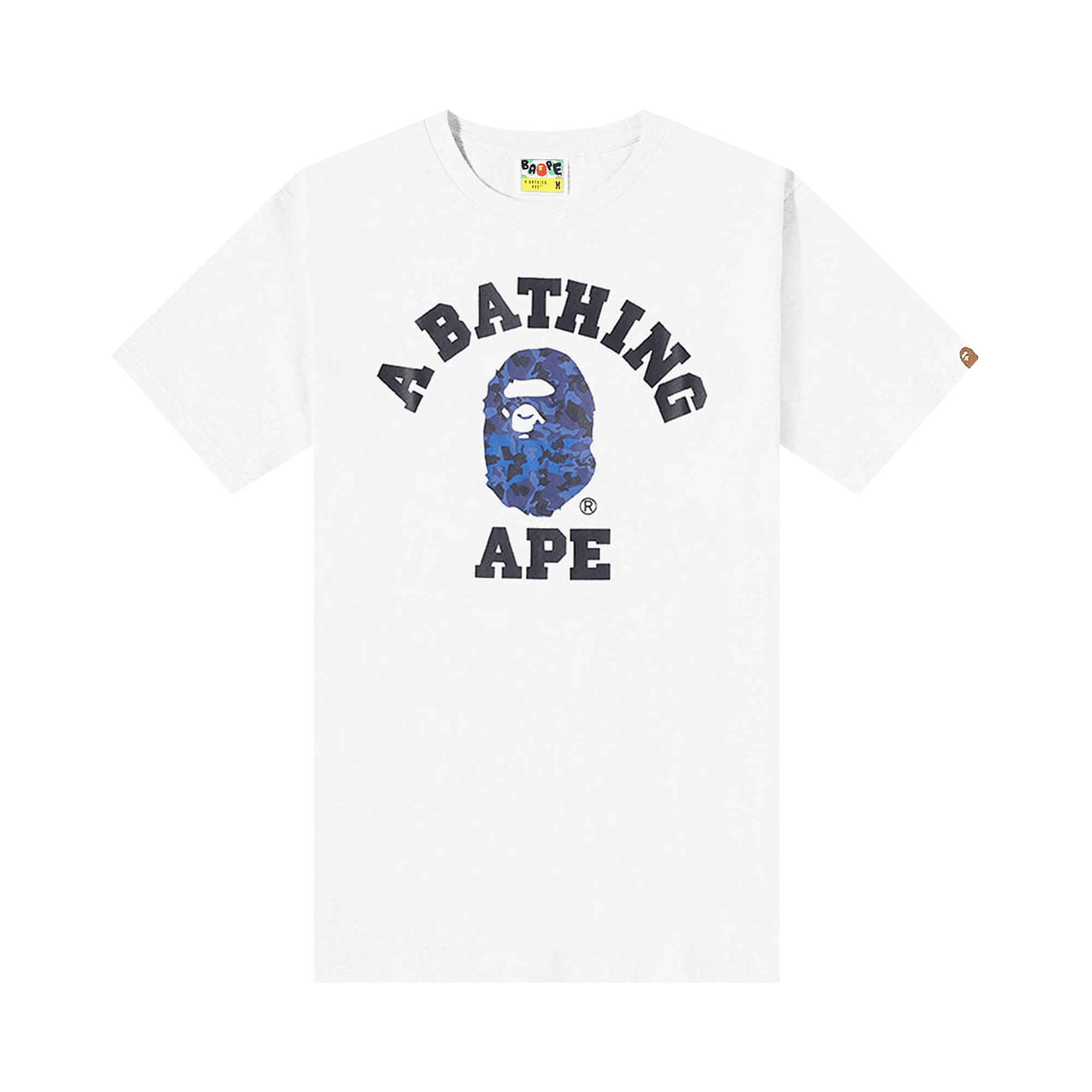 BAPE Sand Camo College Tee 'White/Navy'