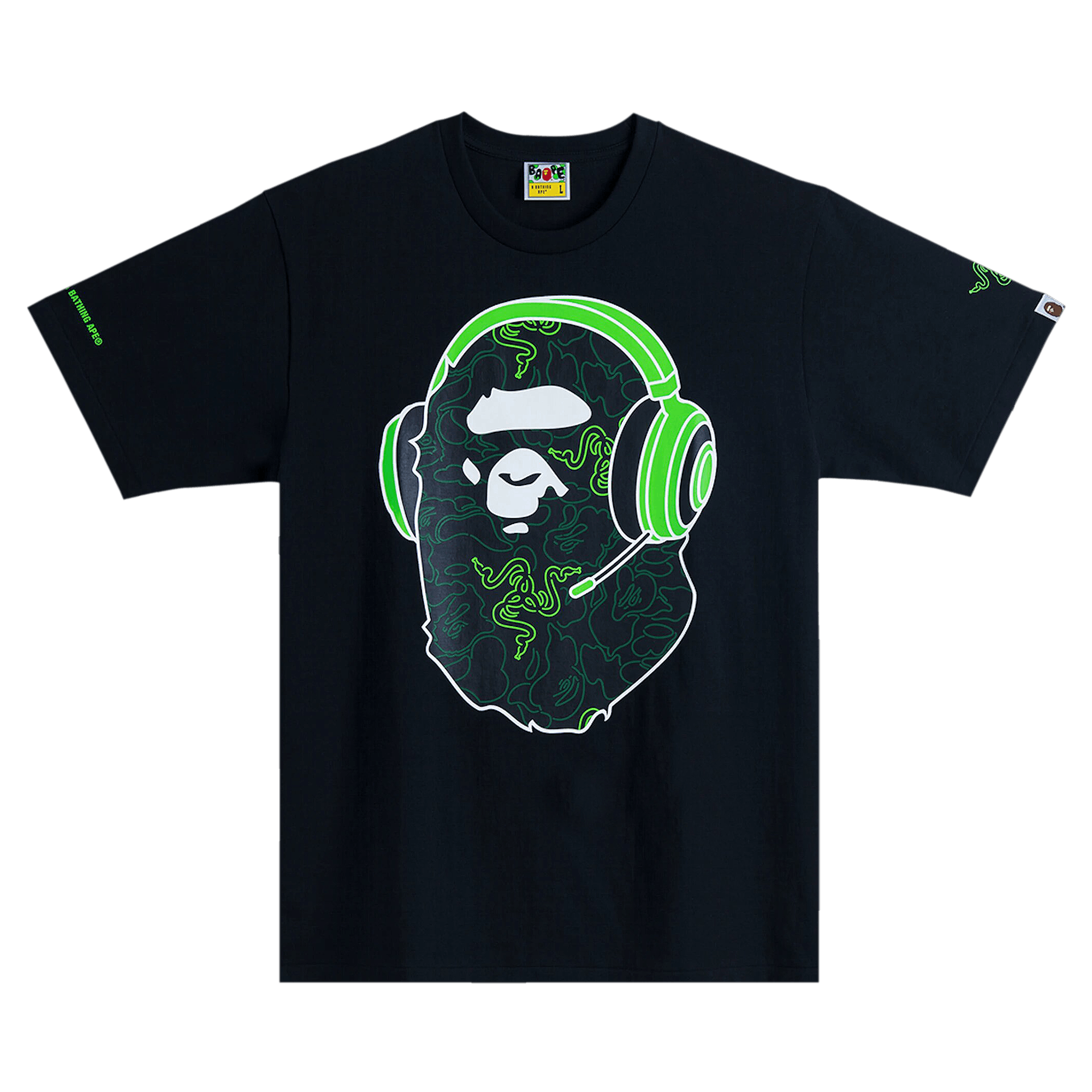 BAPE x Razer Neon Camo Ape Head Tee 'Black'