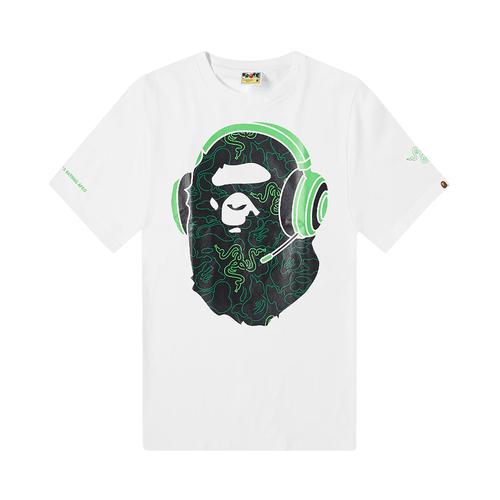 BAPE x Razer Neon Camo Ape Head Tee 'White'