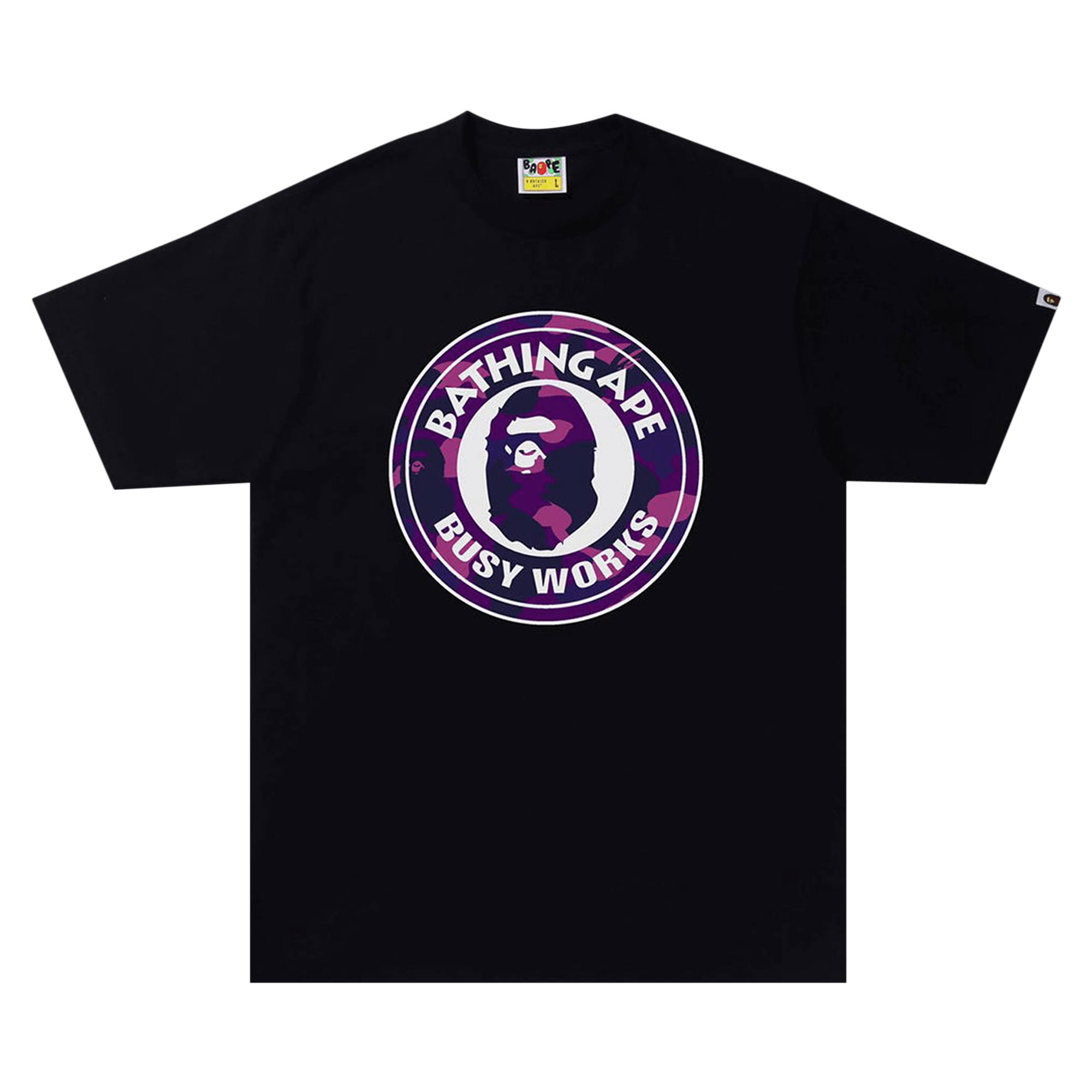 BAPE Color Camo A Busy Works Tee 'Black/Purple'
